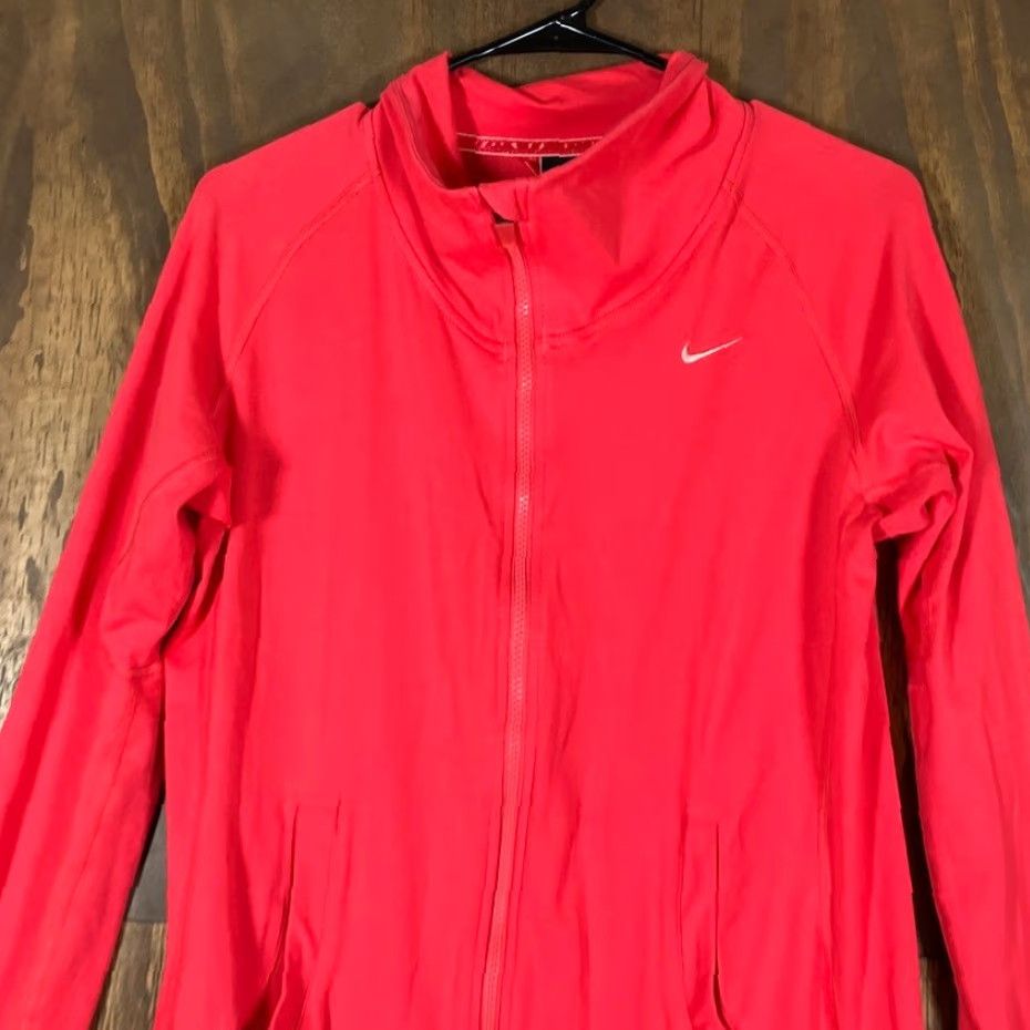 Nike Nike Womens Jacket Red Full Zip Dri Fit Athletic Performance Stretch Large Size L / US 10 / IT 46 - 2 Thumbnail