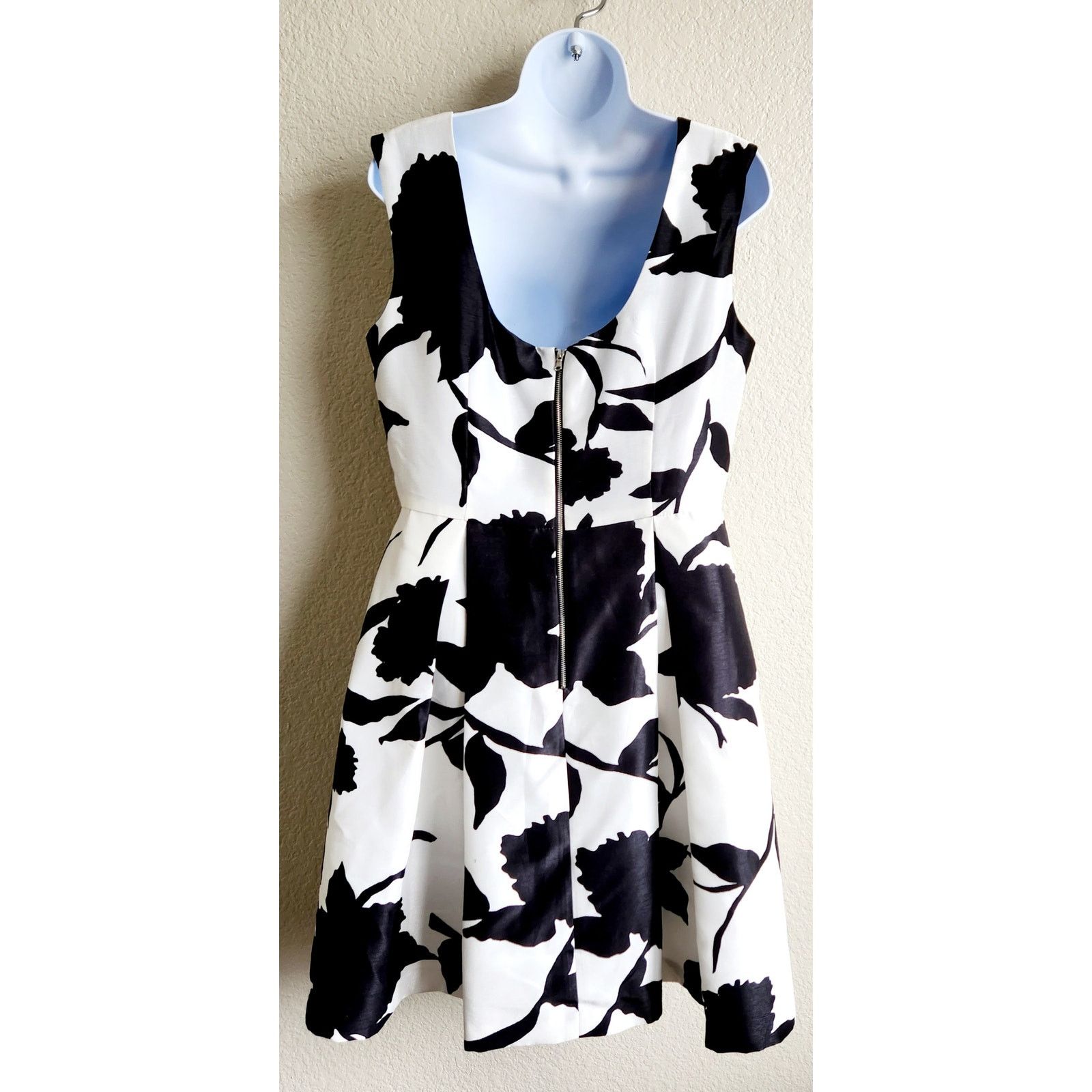 Other Julian Taylor New York White Black Floral A-Line Dress 10 Size L / US 10 / IT 46 - 3 Thumbnail