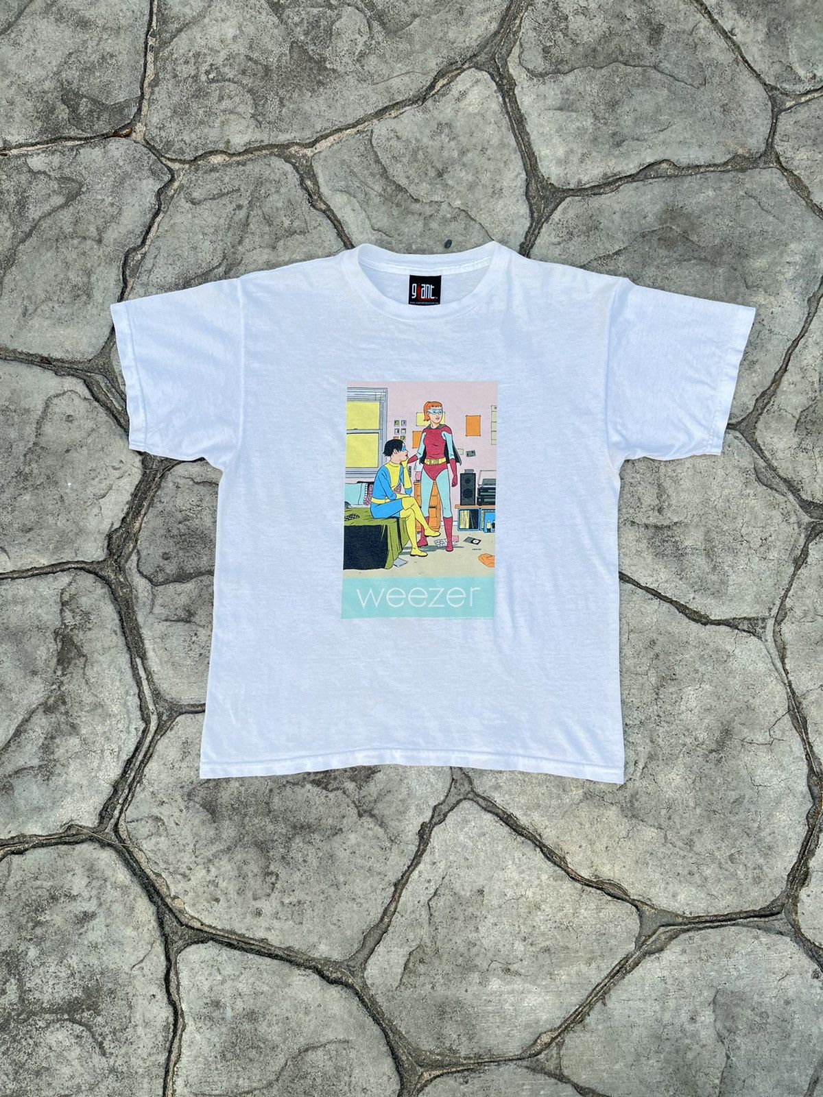 Band Tees × Vintage 2001 WEEZER SUPERMAN WHITE TEE Size US M / EU 48-50 / 2 - 1 Thumbnail