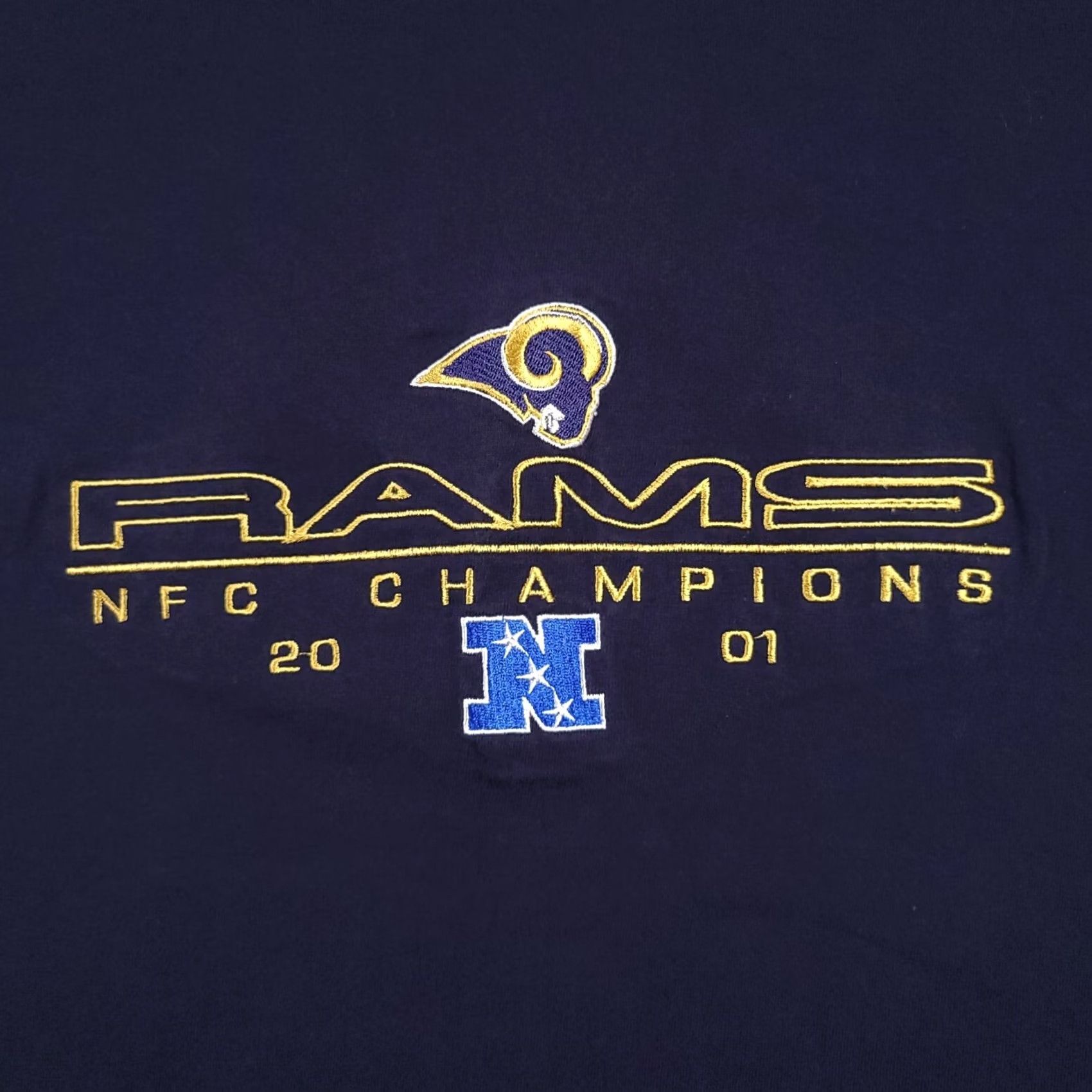 NFL VINTAGE St. Louis Rams 2001 NFL NFC Champions T-Shirt Mens Large Navy All Sport Size US L / EU 52-54 / 3 - 4 Thumbnail