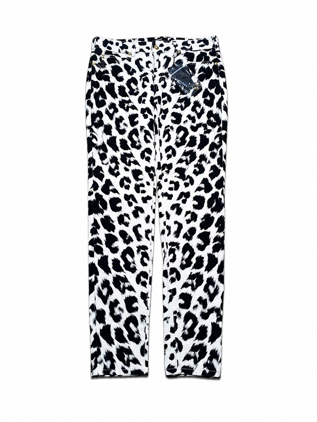 Versace Vintage Y2k Versace white leopard print skinny jeans Size 32" / US 10 / IT 46 - 1 Thumbnail