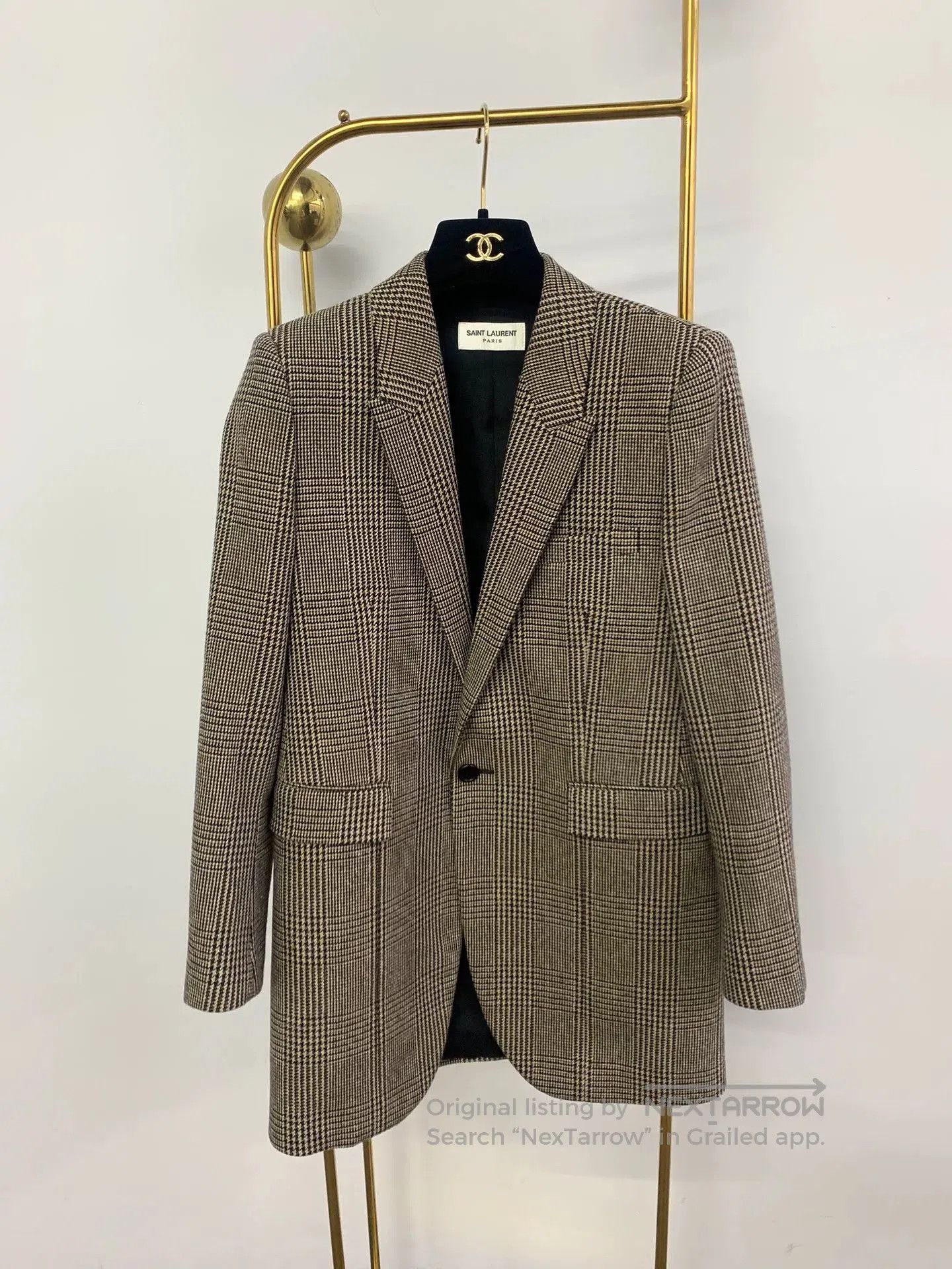 Saint Laurent Paris Saint Laurent Brown/Black Check Blazer. Size XXS / US 00 / IT 34 - 1 Thumbnail