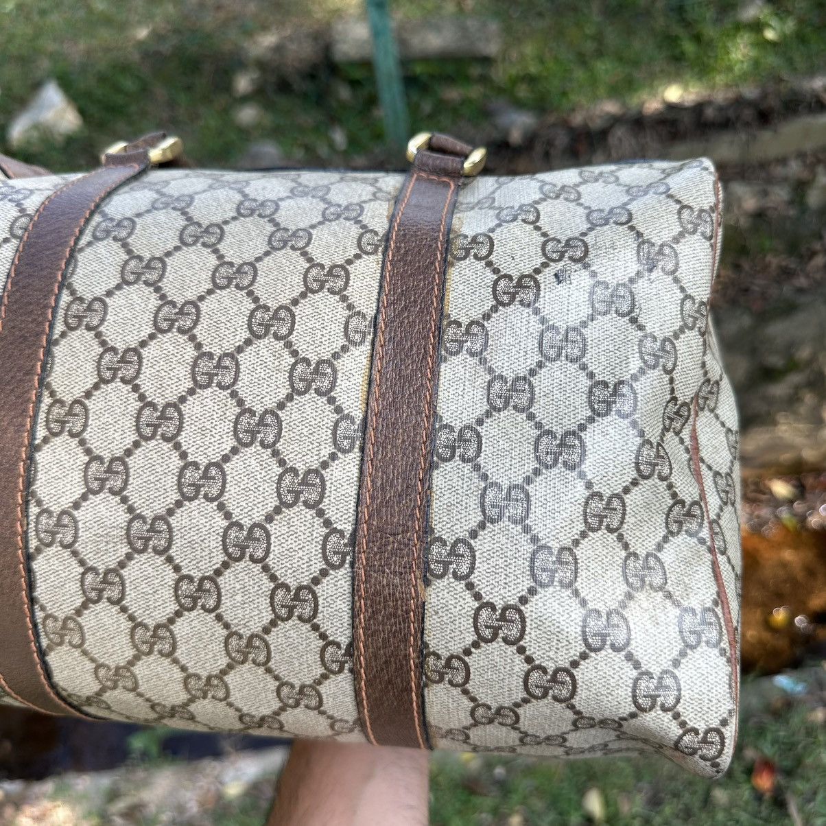 Gucci Vintage Gucci Monogram Boston Bag Canvas Shelly Line Size ONE SIZE - 9 Thumbnail