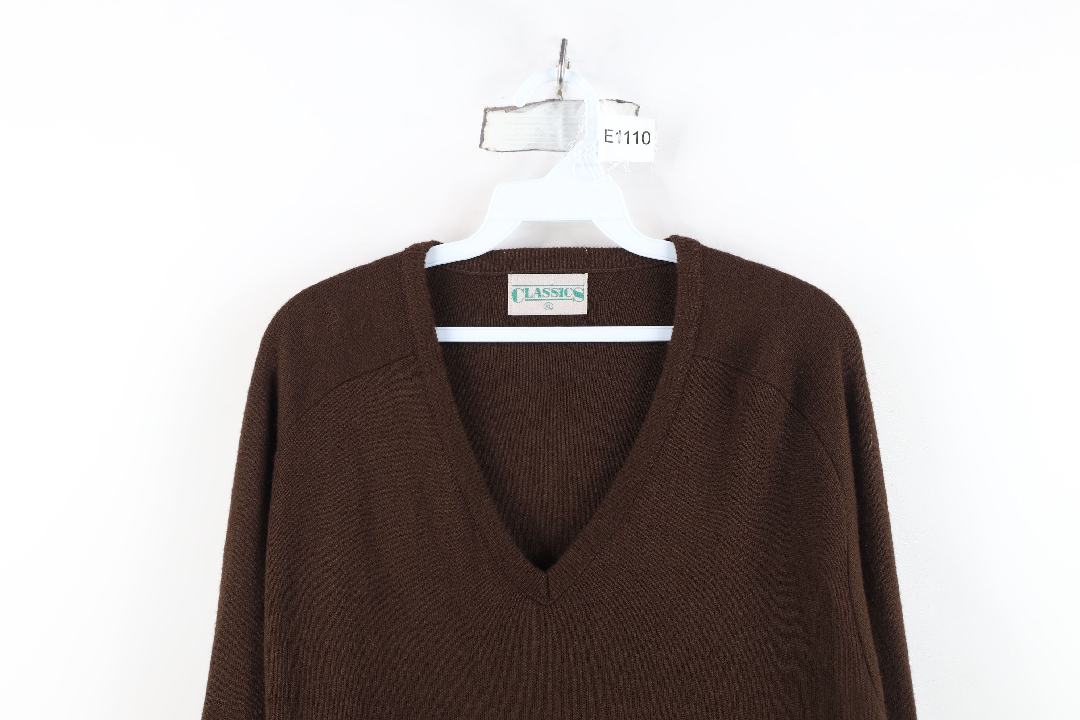 Vintage Vintage 70s Streetwear V-Neck Sweater Brown USA Acrylic Size US XL / EU 56 / 4 - 2 Thumbnail