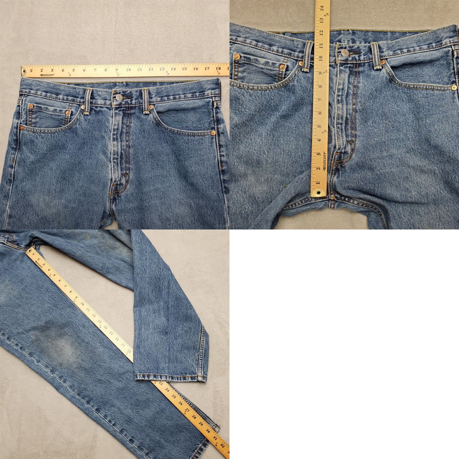 Denime VINTAGE Levis Jeans Mens 36x32 Blue 505 Regular Fit Straight Leg Medium Wash Denim Pants Size US 36 / EU 52 - 9 Thumbnail