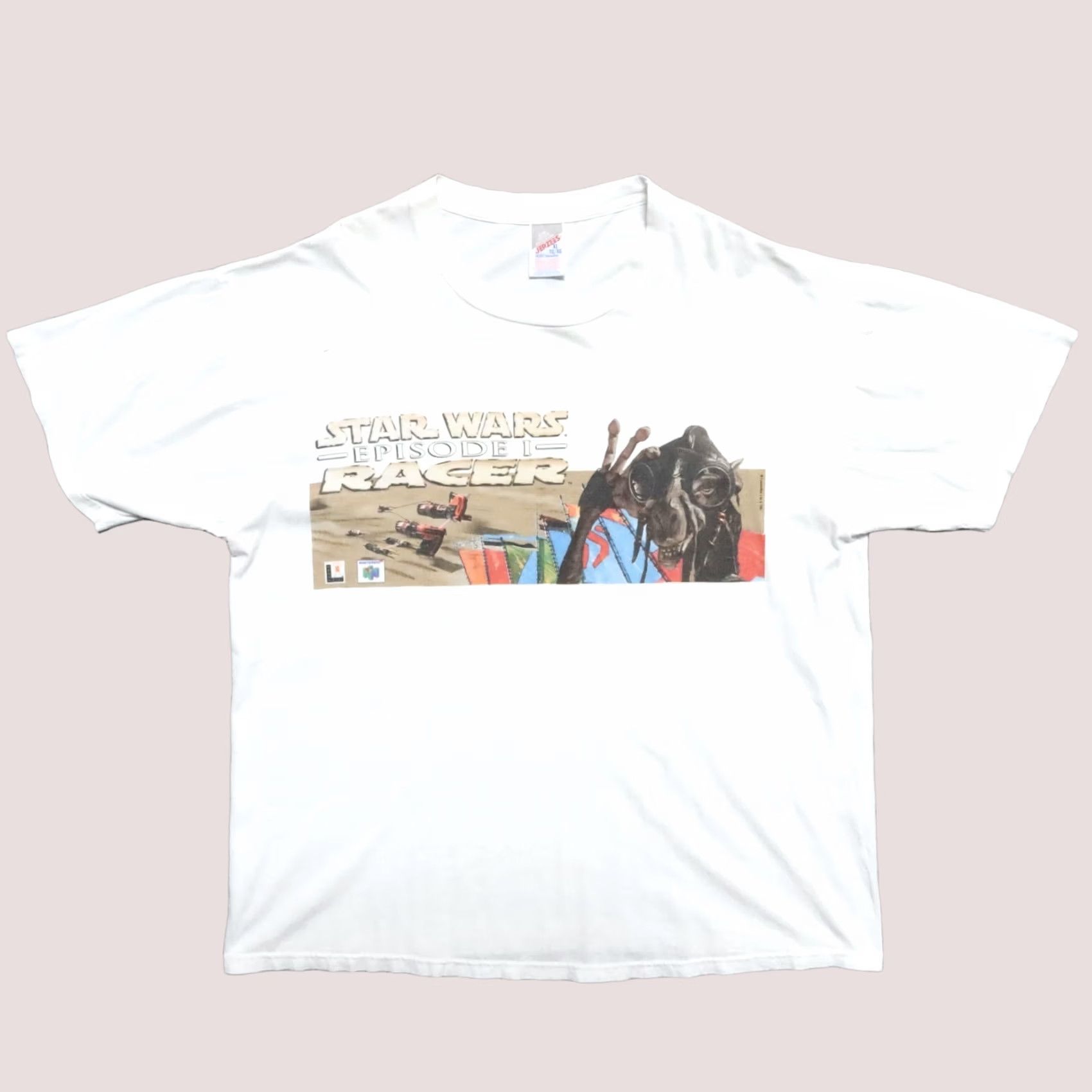 Jerzees Vintage Star Wars Episode 1 Racer Video Game Shirt XL White Mens Shirt Size US XL / EU 56 / 4 - 1 Thumbnail