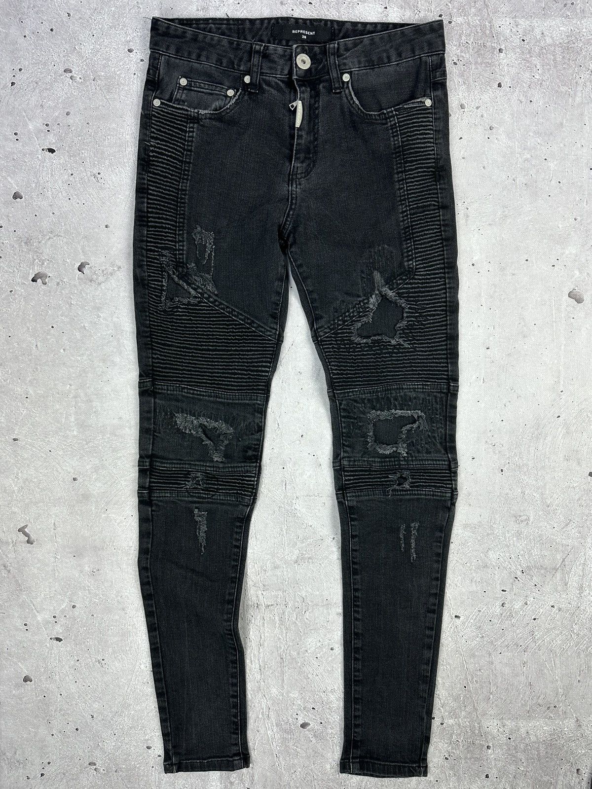 Represent Clo. Represent Biker Repairer Vintage Black Men’s Denim Pants Size US 28 / EU 44 - 1 Thumbnail