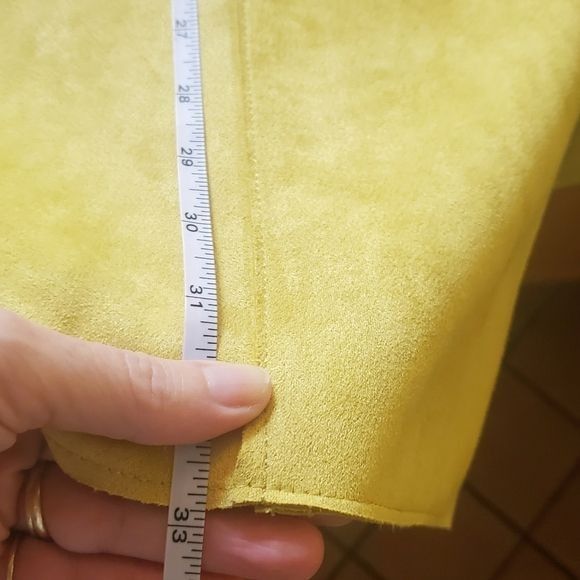 Designer Joan Vass Mustard Yellow Suede Long Sleeve Sz. L Jacket Size L / US 10 / IT 46 - 9 Thumbnail