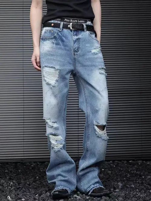 Japanese Brand Washed and ripped baggy high street jeans Size US 34 / EU 50 - 1 Thumbnail