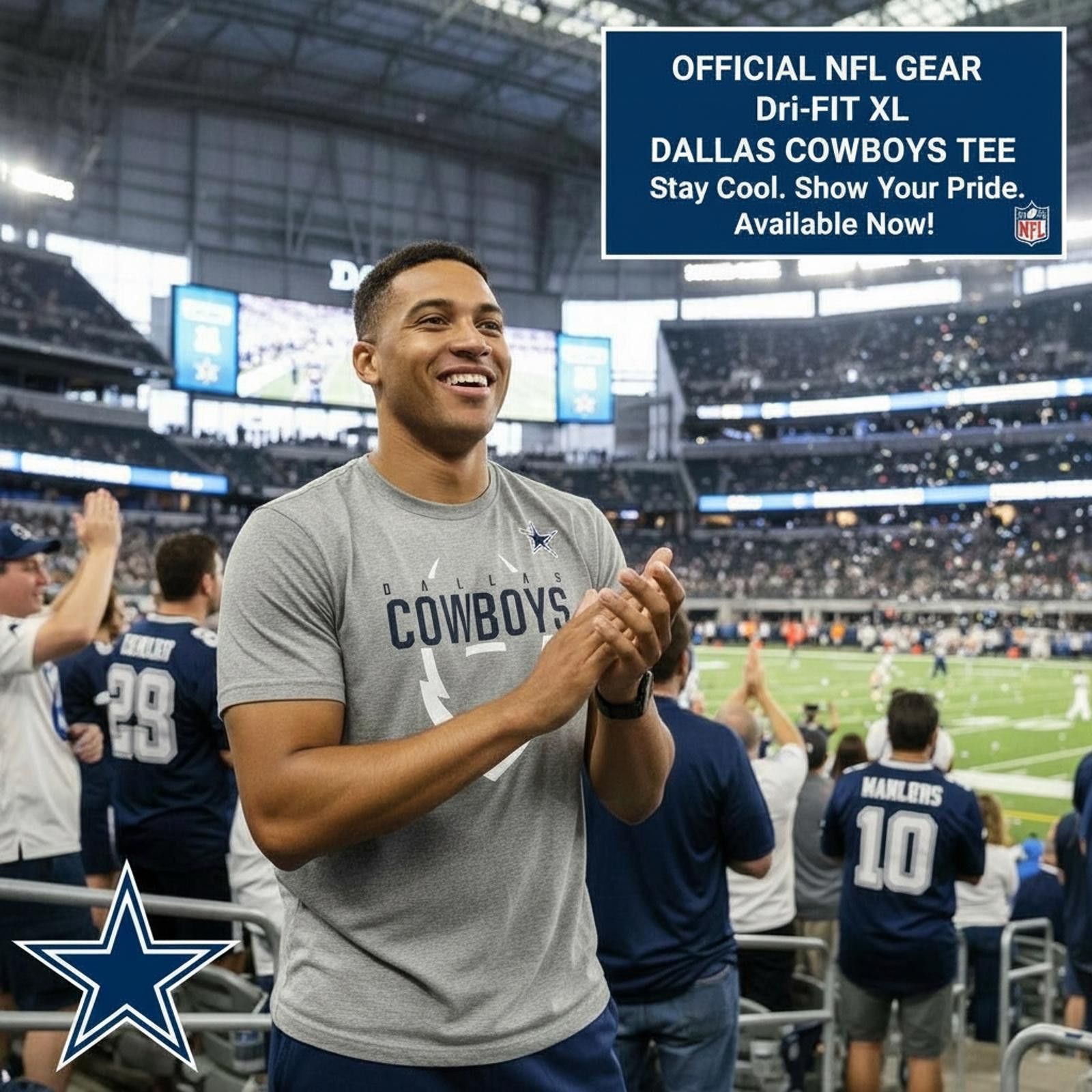 Nike Dallas Cowboys Official NFL Dri-FIT XL T-Shirt Size US XL / EU 56 / 4 - 1 Thumbnail
