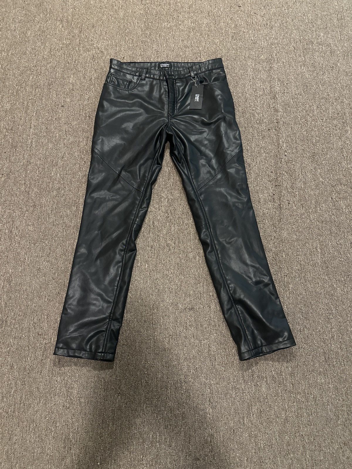 Straight To Hell Straight To Hell Black Faux Leather Pants Size US 32 / EU 48 - 1 Thumbnail