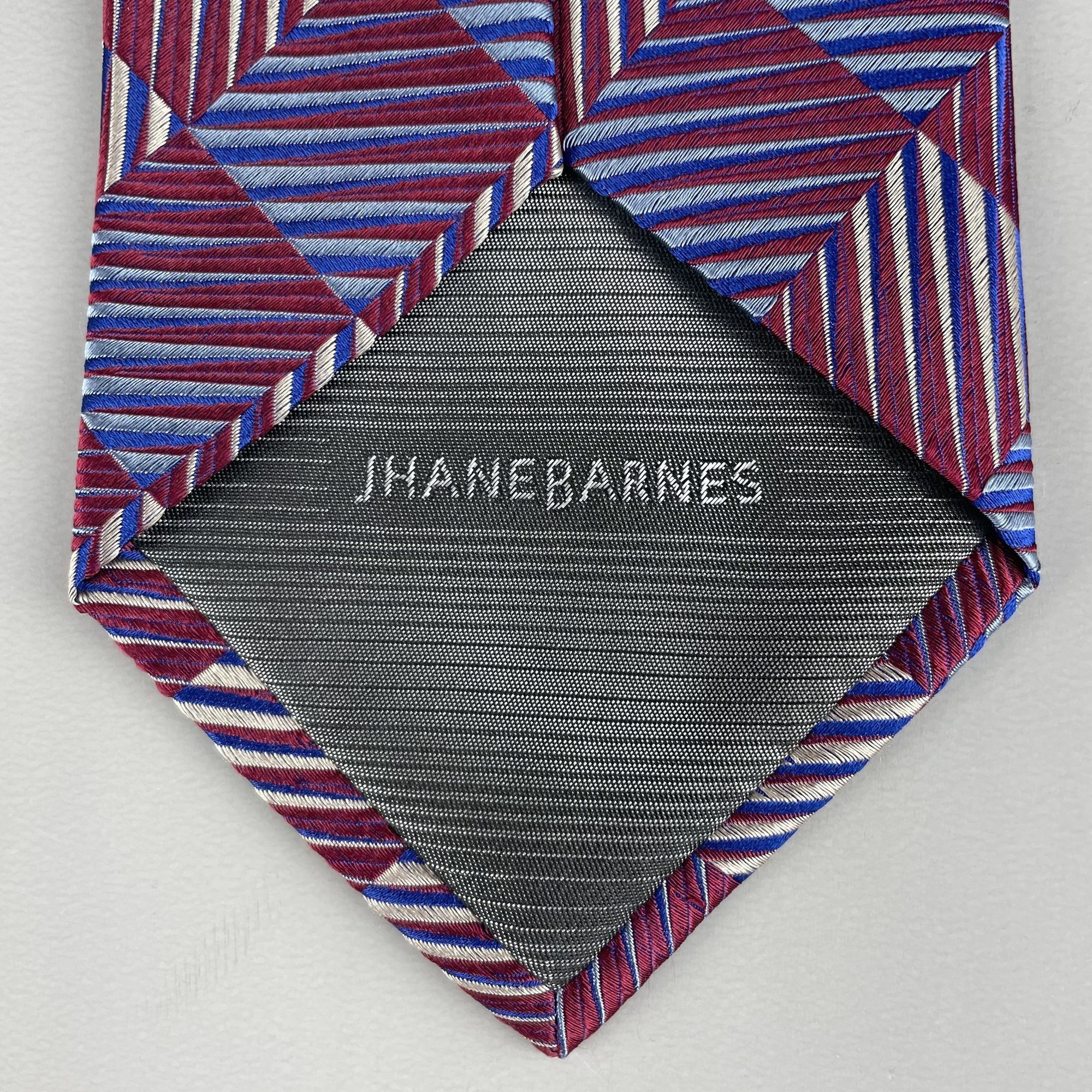 Jhane Barnes Jhane Barnes Burgundy Red Geometric Diamond Print Silk Tie Size ONE SIZE - 7 Thumbnail