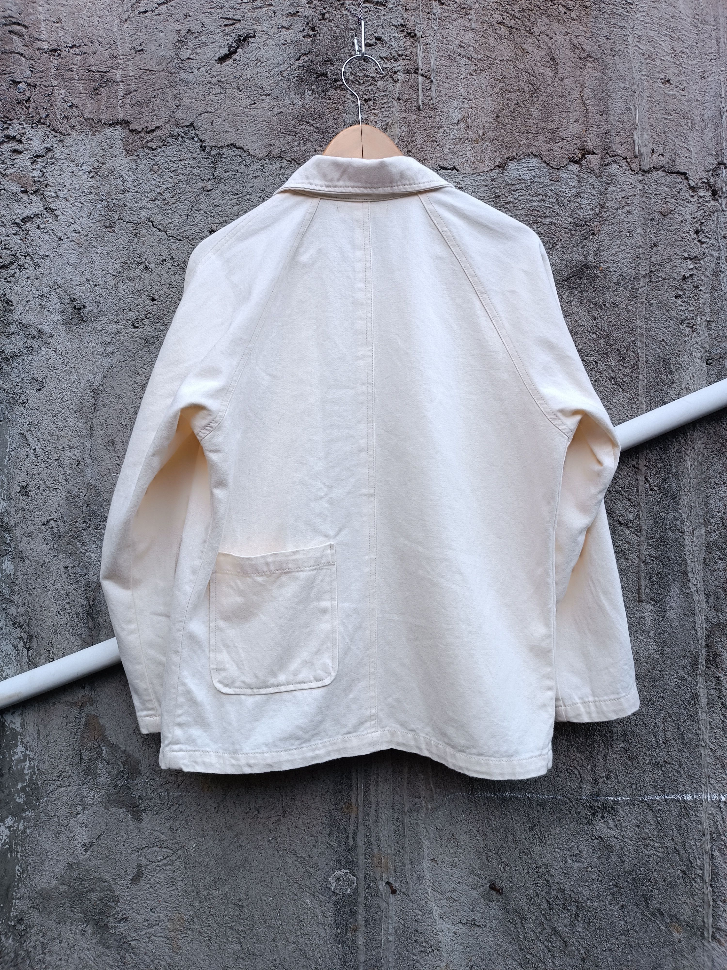 Japanese Brand Vintage Work Jacket White Bone 1 Back Pocket Size US L / EU 52-54 / 3 - 3 Thumbnail
