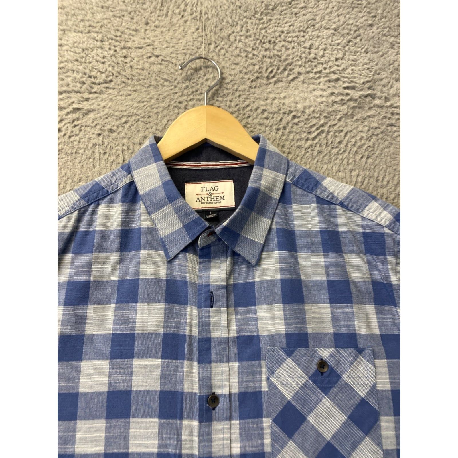 Flag & Anthem VINTAGE Flag & Anthem Shirt Blue Plaid Button Long Sleeve Cotton Casual Mens L Size US L / EU 52-54 / 3 - 3 Thumbnail