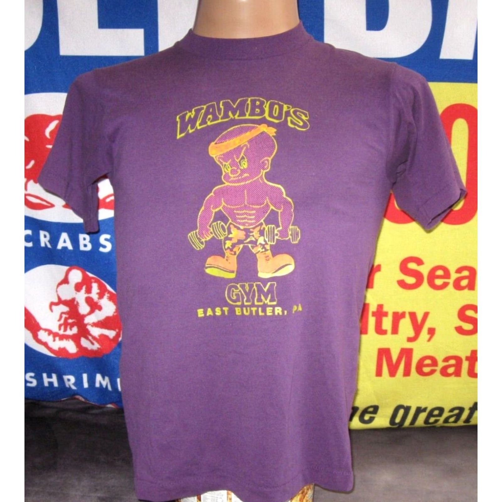 Vintage VINTAGE Screen Stars Best T-Shirt Men’s Small Purple 80s 90s Wambo's Gym East Butler PA Shirt Mens XS? Size US S / EU 44-46 / 1 - 2 Thumbnail