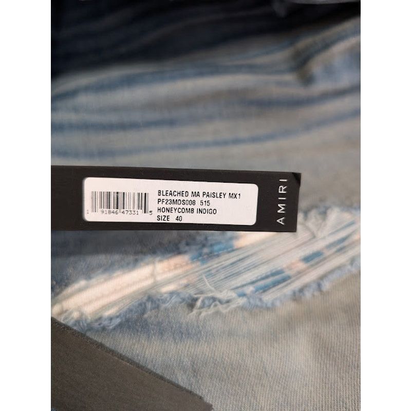 Amiri o1rshd1 Bleached MA Paisley MX1 Jeans Honeycomb Indigo Size US 40 / EU 56 - 23 Thumbnail