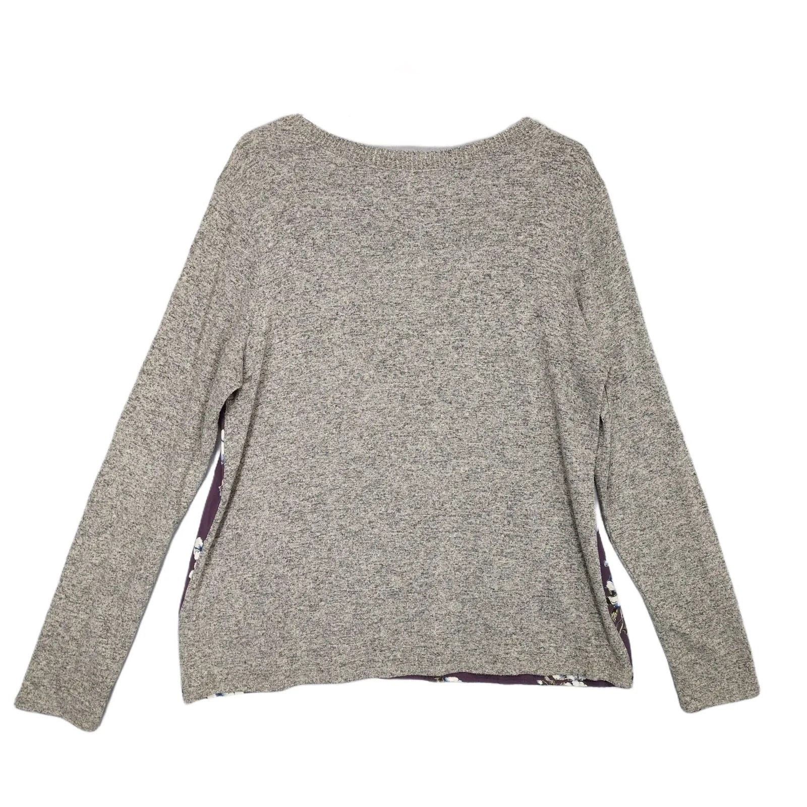 Other Kaileigh Women's XL Purple Floral Front Knit Long Sleeve Top Size XL / US 12-14 / IT 48-50 - 2 Thumbnail