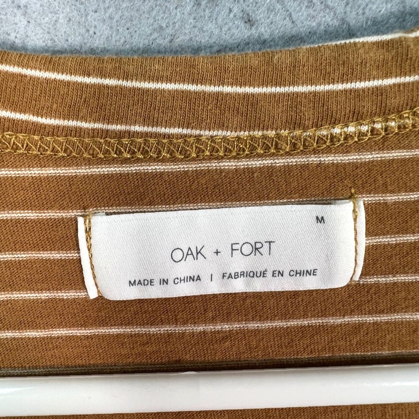 Oak + Fort Oak + Fort Womens Medium Brown Striped Cotton Pocket T-Shirt Size M / US 6-8 / IT 42-44 - 3 Thumbnail