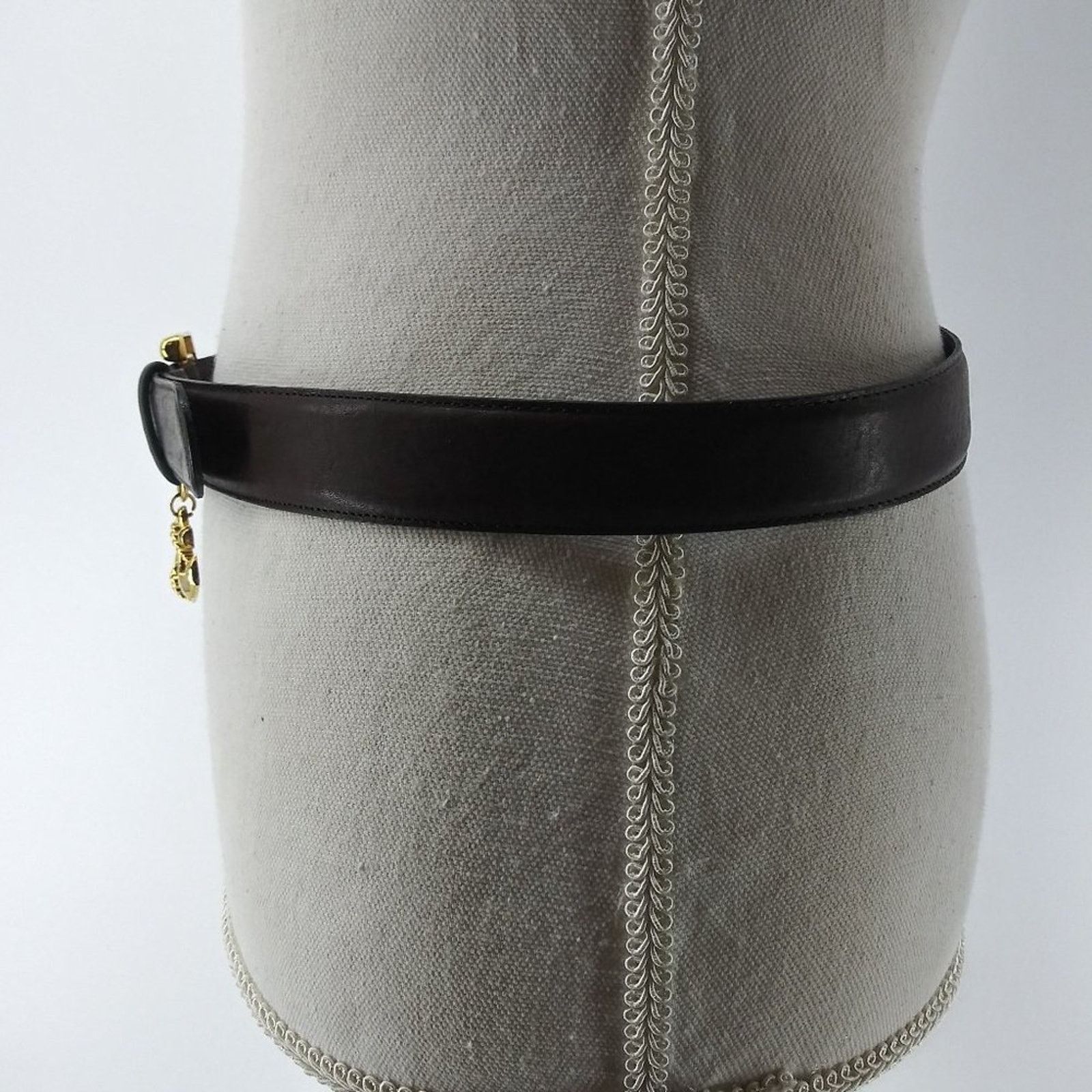 Vintage Women's Brown leather Belt Gold Buckle Anchor Nautical M L Size ONE SIZE - 7 Thumbnail