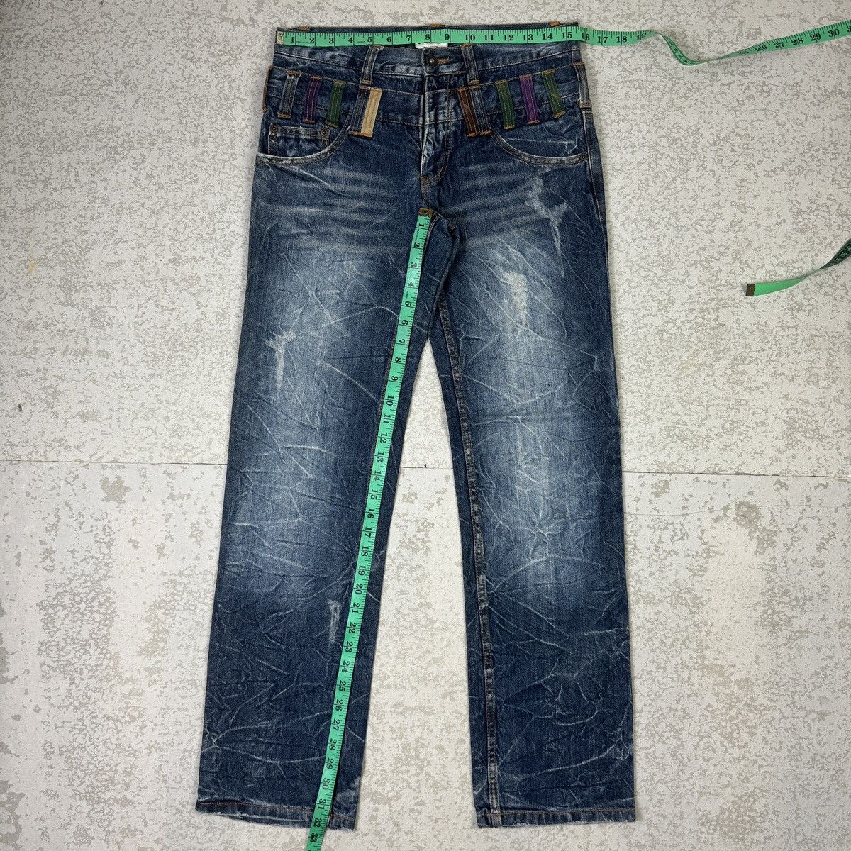 Japanese Brand Double Waist - 2000s Nylaus Crazy Jeans Size US 31 - 9 Thumbnail