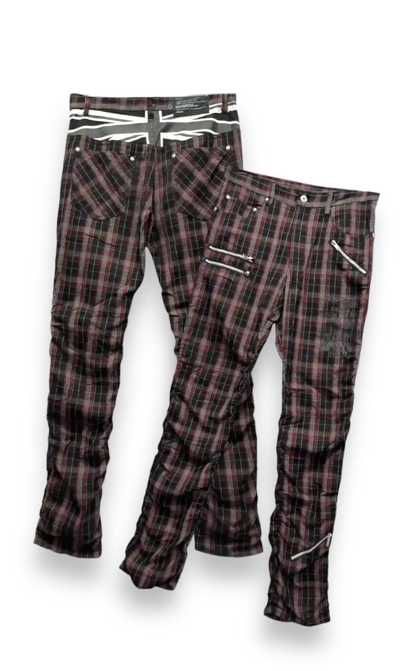 Japanese Brand RAGOUT Underground PunkTartan UnionJack Bondage Zipper Pants Size US 30 / EU 46 - 1 Thumbnail