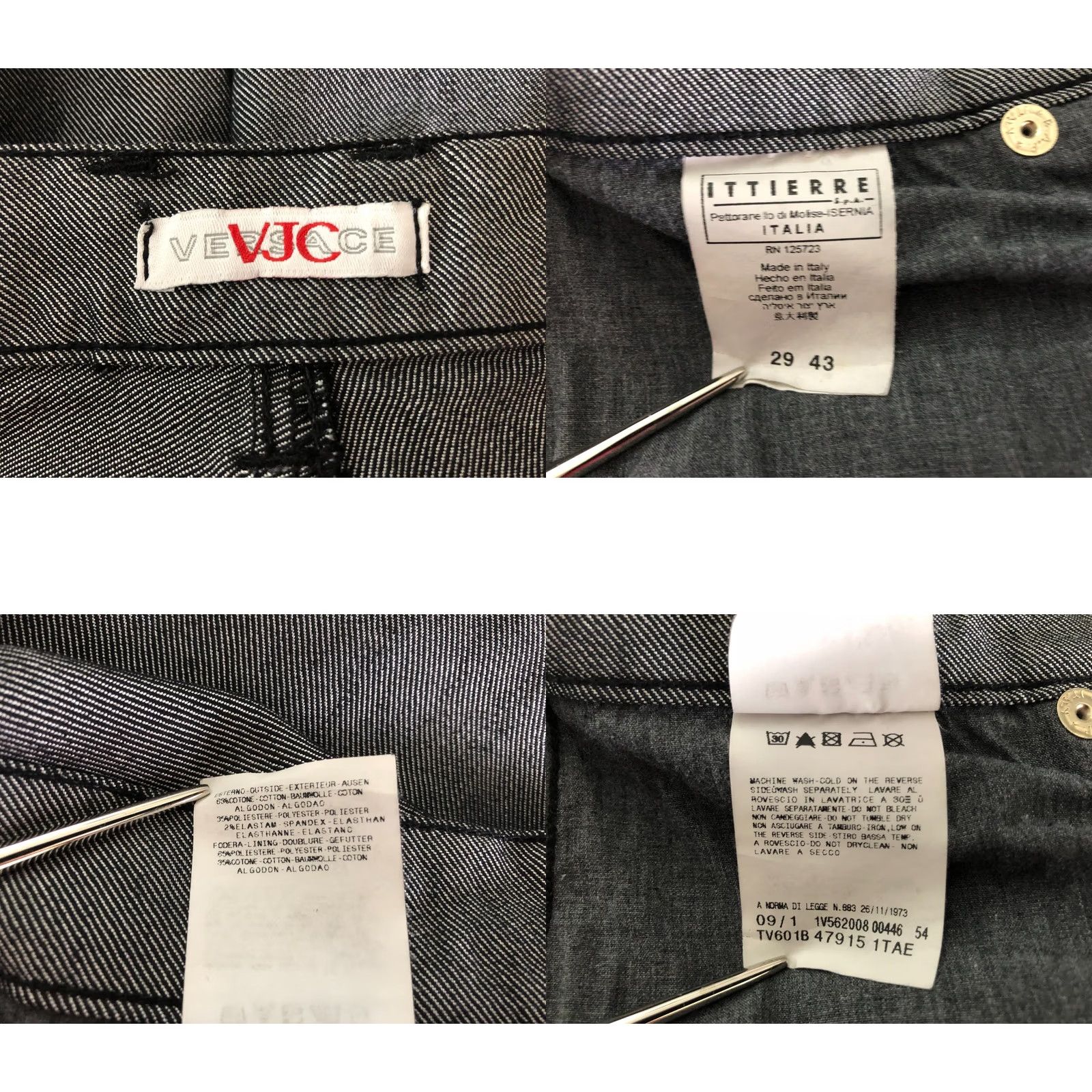 Versace Jeans Couture Versace Jeans Couture Jeans Women's Gray Cotton Polyester Elastane Size 29 Straight Regular Rise Inseam 33.8" Denim Size 29" - 9 Thumbnail