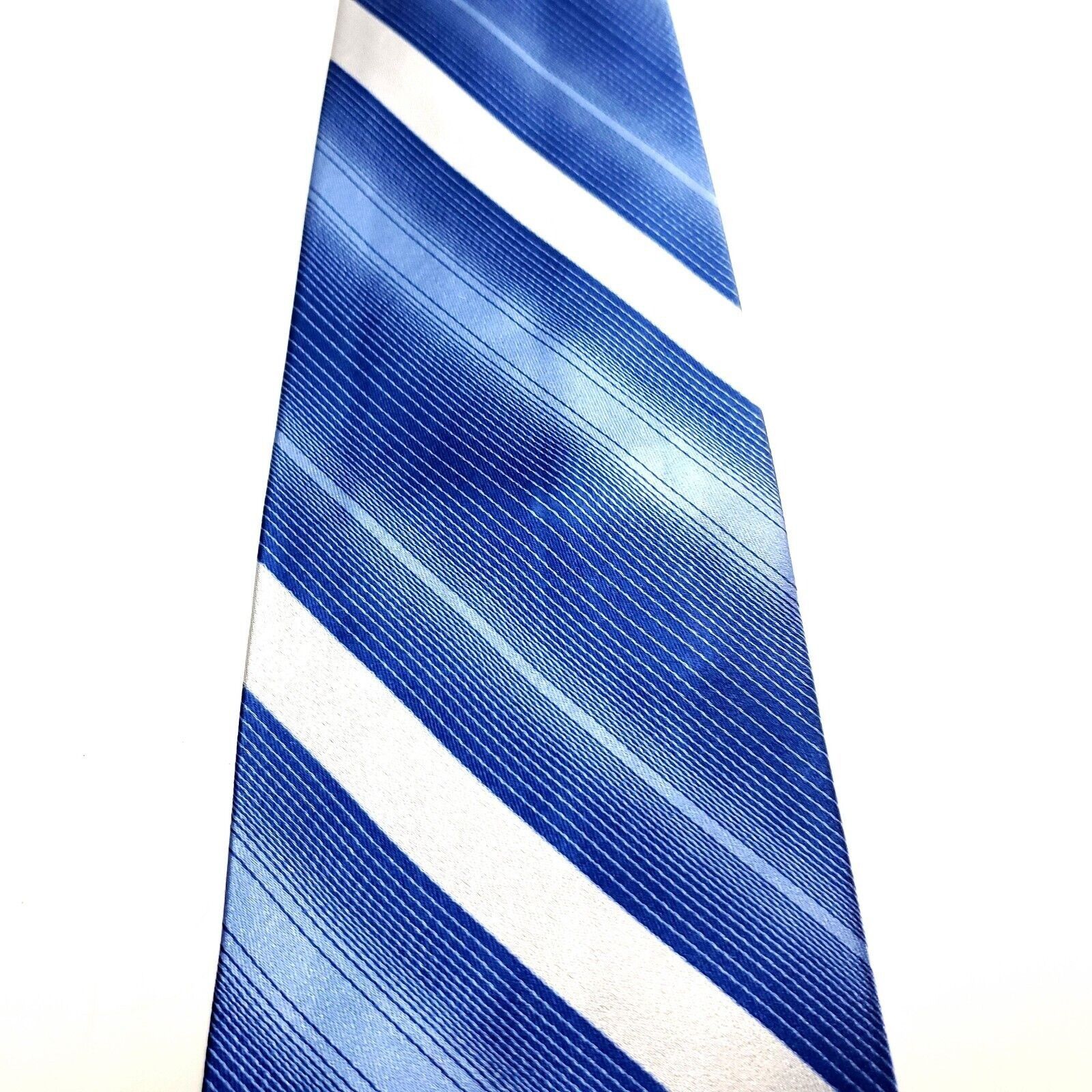 Pierre Cardin Pierre Cardin Blue & White Silk Tie Woven Striped Size ONE SIZE - 2 Thumbnail