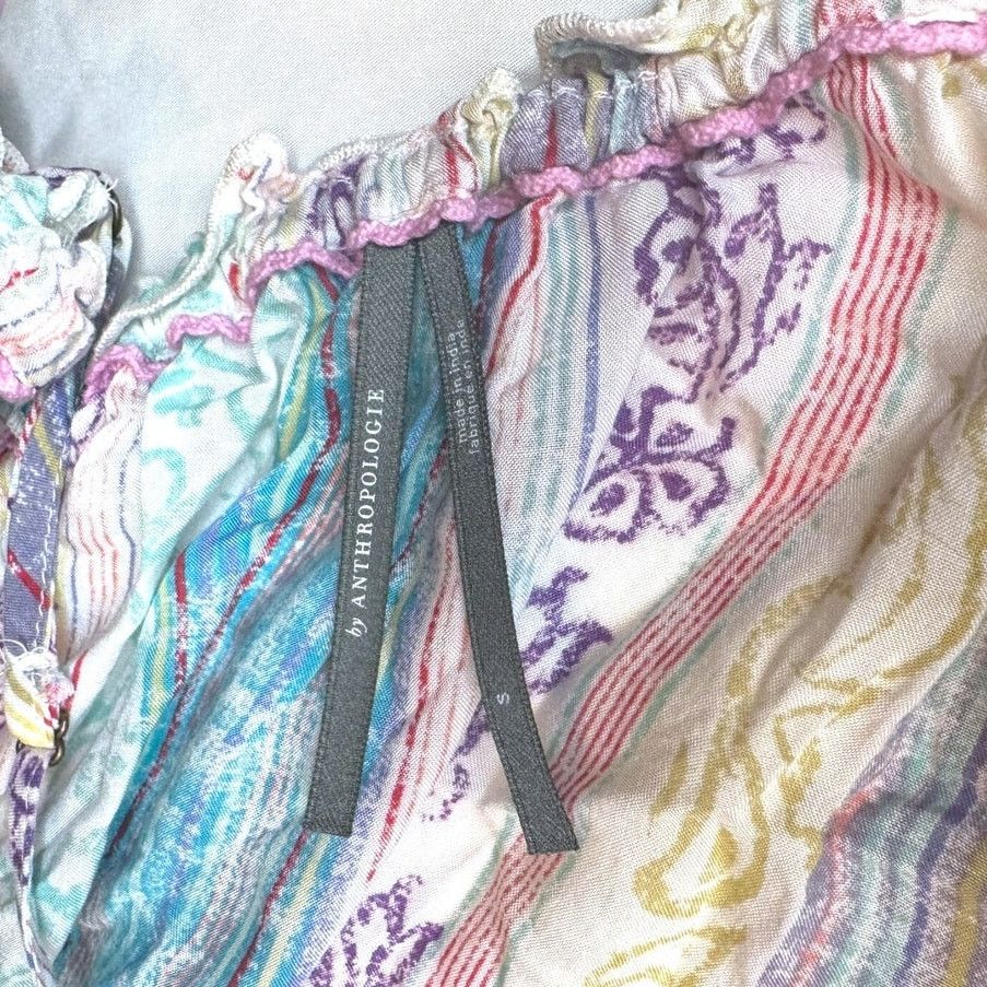 Anthropologie by Anthropologie Midi Spring Striped Pastel Dress S Size S / US 4 / IT 40 - 3 Thumbnail