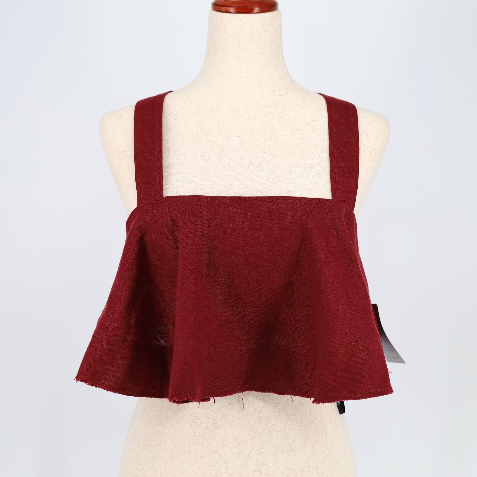 Aje Aje. Women Burgundy Linen Ruffle Cropped Halter Top Size 8 Size M / US 6-8 / IT 42-44 - 1 Thumbnail