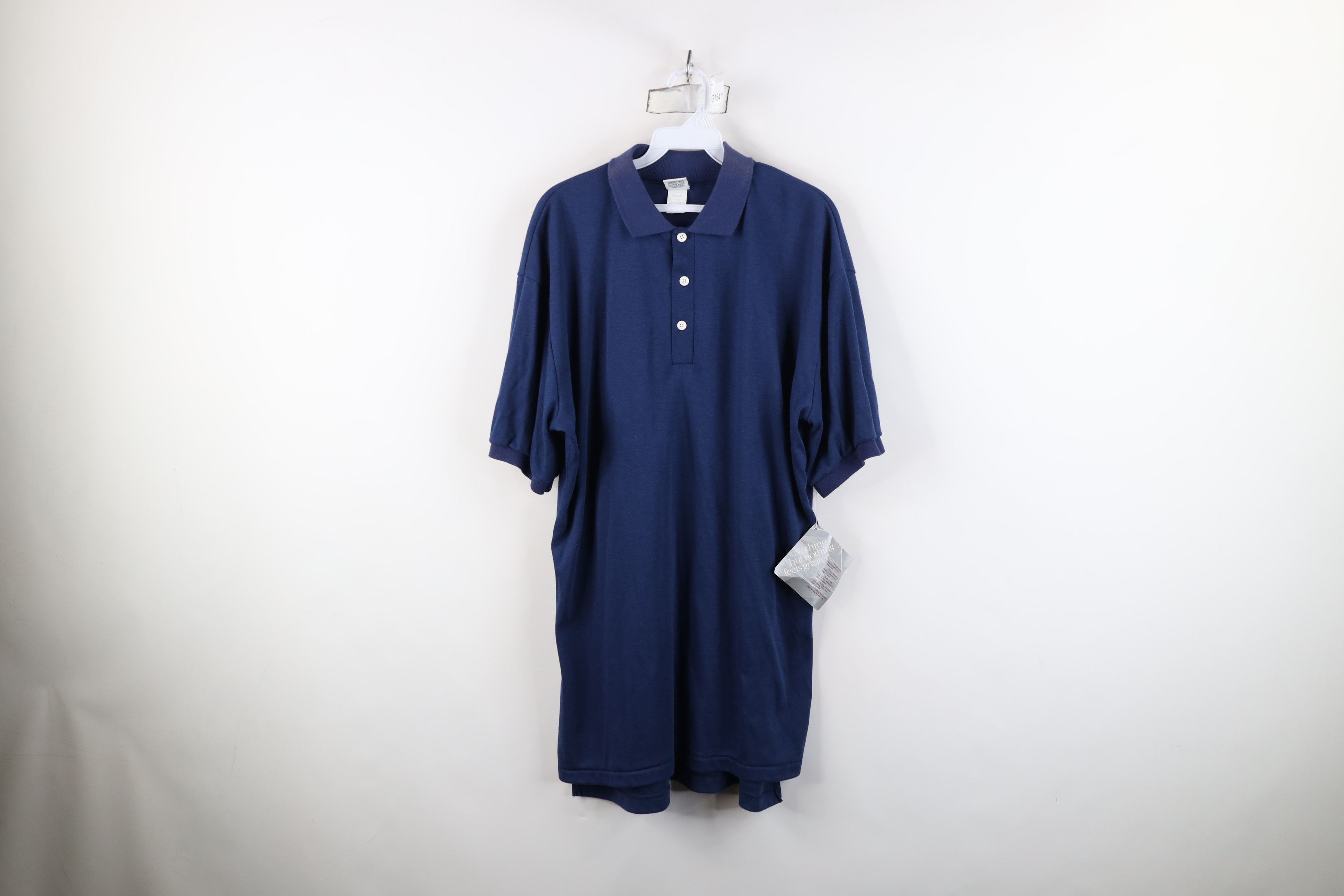 Vintage Deadstock Vintage 80s 90s Streetwear Polo Shirt Blue USA Size US XL / EU 56 / 4 - 1 Thumbnail