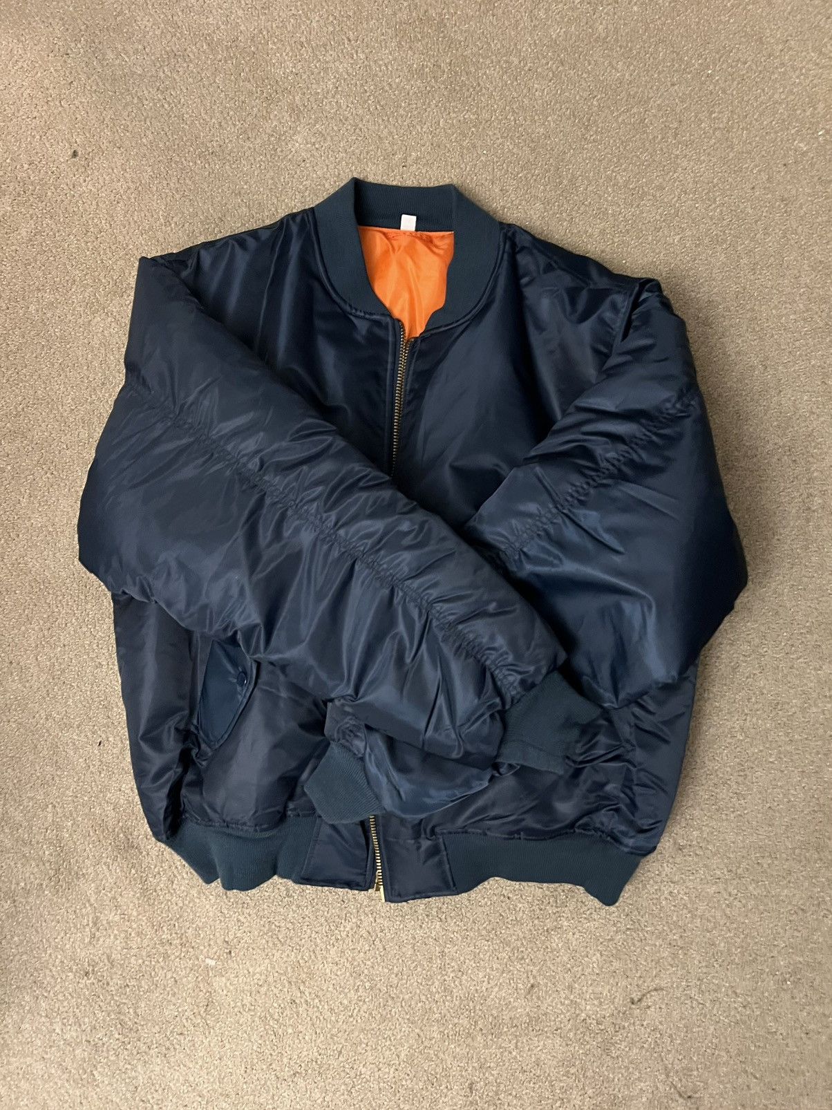 image of Made In USA x Rothco Insane Oversized Navy Reversible Rothco Ma-1 Bomber Jacket, Men's (Size 2XL)