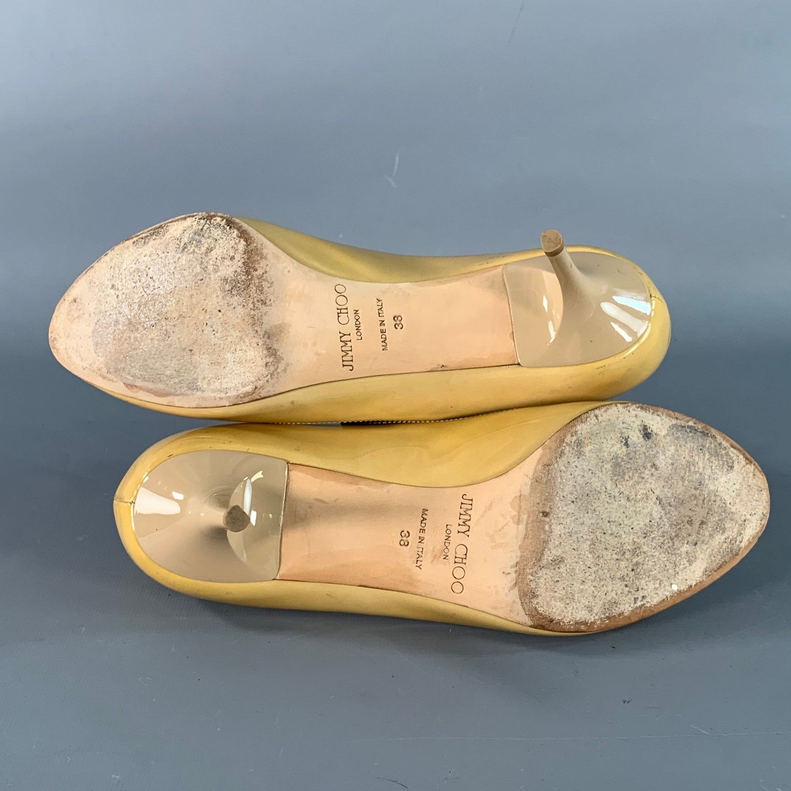 Jimmy Choo JIMMY CHOO Size 8 Tan Patent Leather Peep Toe Pumps Size US 8 / IT 38 - 6 Thumbnail