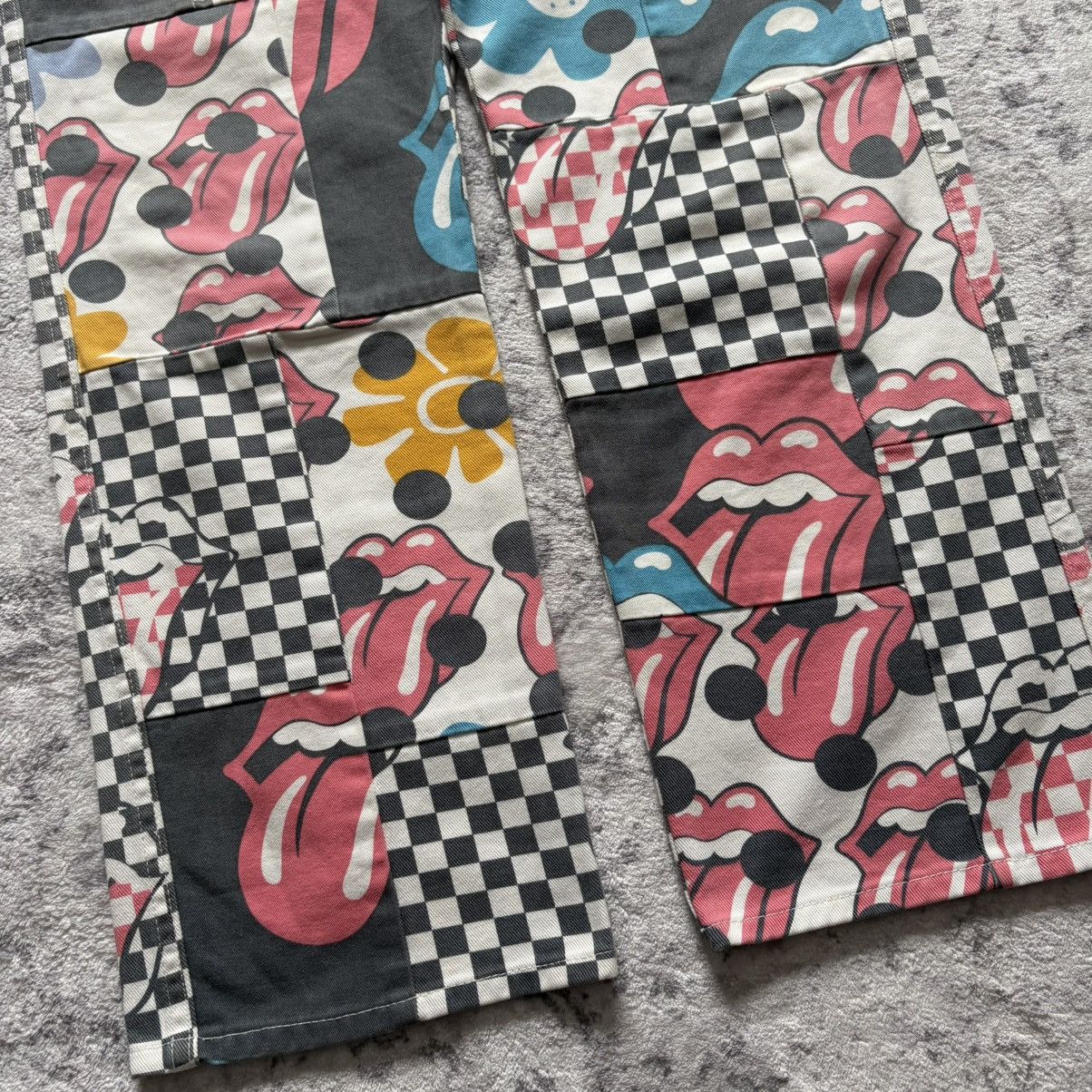 Comme des Garcons Homme Plus CDG Homme Plus Rolling Stones Tongue Lips Patchwork Pants Size US 29 - 2 Thumbnail