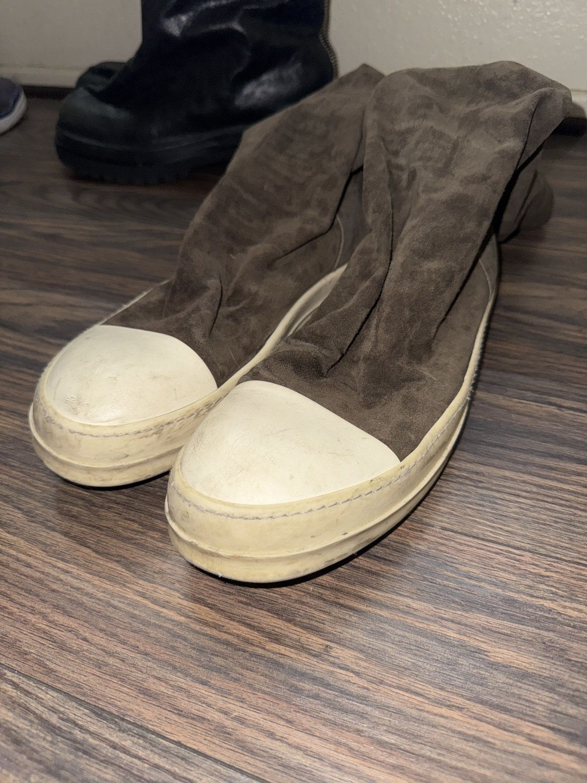 Rick Owens FW16 ‘MASTODON’ Dark Dust Suede Sock Ramones Size US 10 / EU 43 - 5 Thumbnail
