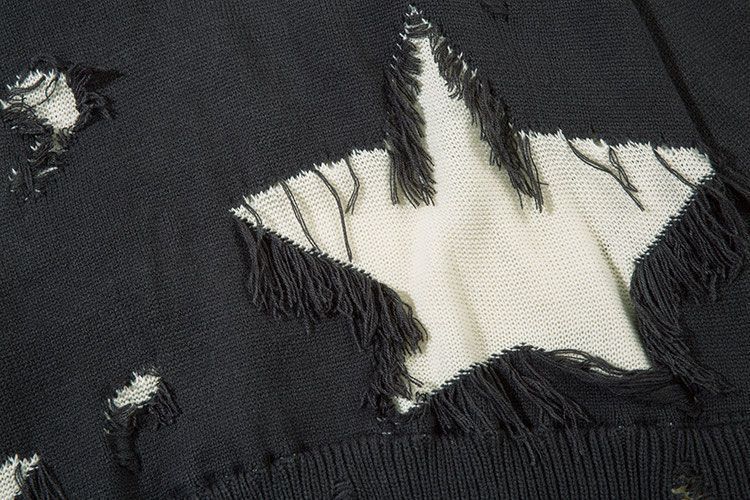 Japanese Brand × Vintage Casual Star Distressed Oversized Sweater Knitwear Size US XL / EU 56 / 4 - 4 Thumbnail