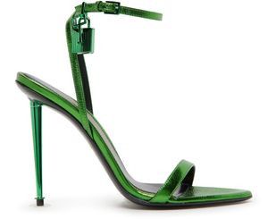 o1loc1c0324 W2272 High Heel Padlock Sandals in Green