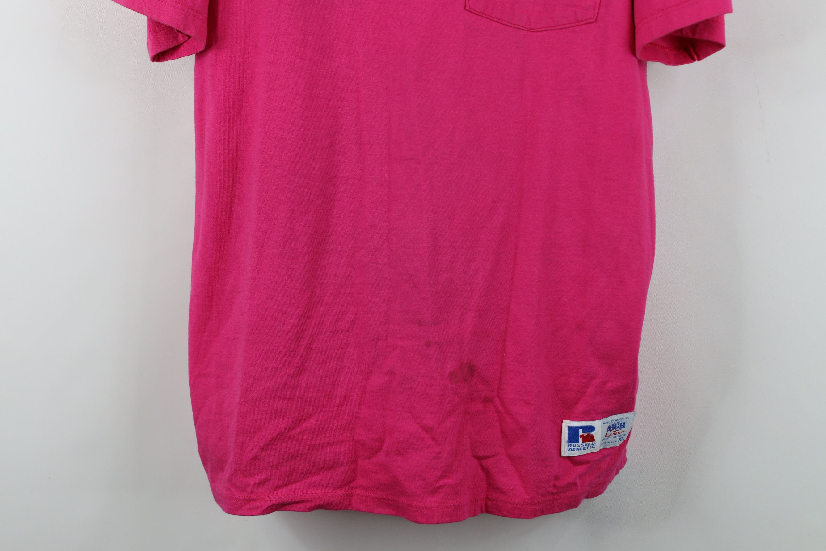 Russell Athletic Vintage 90s Russell Athletic Blank Cotton T-Shirt Pink USA Size US XL / EU 56 / 4 - 3 Thumbnail
