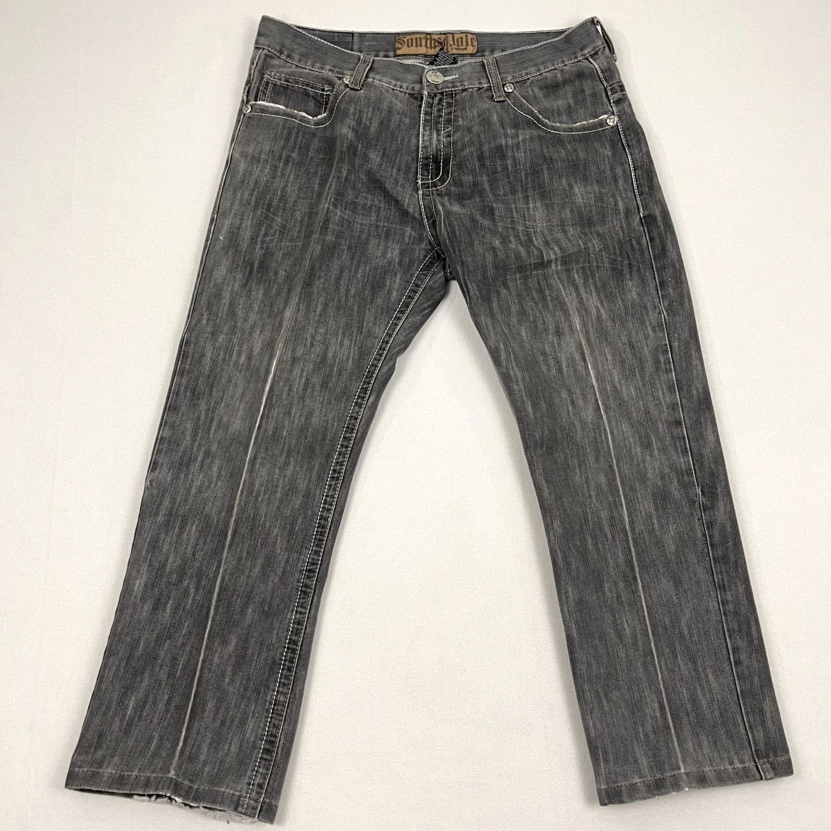Southpole Southpole Jeans Adult 34 x 26 Washed Gray Hip Hop Grunge Wide-Leg 5-Pocket Denim Cotton Blend Regular Size Type Regular Mens Womens Size 24" / US 00 / IT 34 - 7 Thumbnail