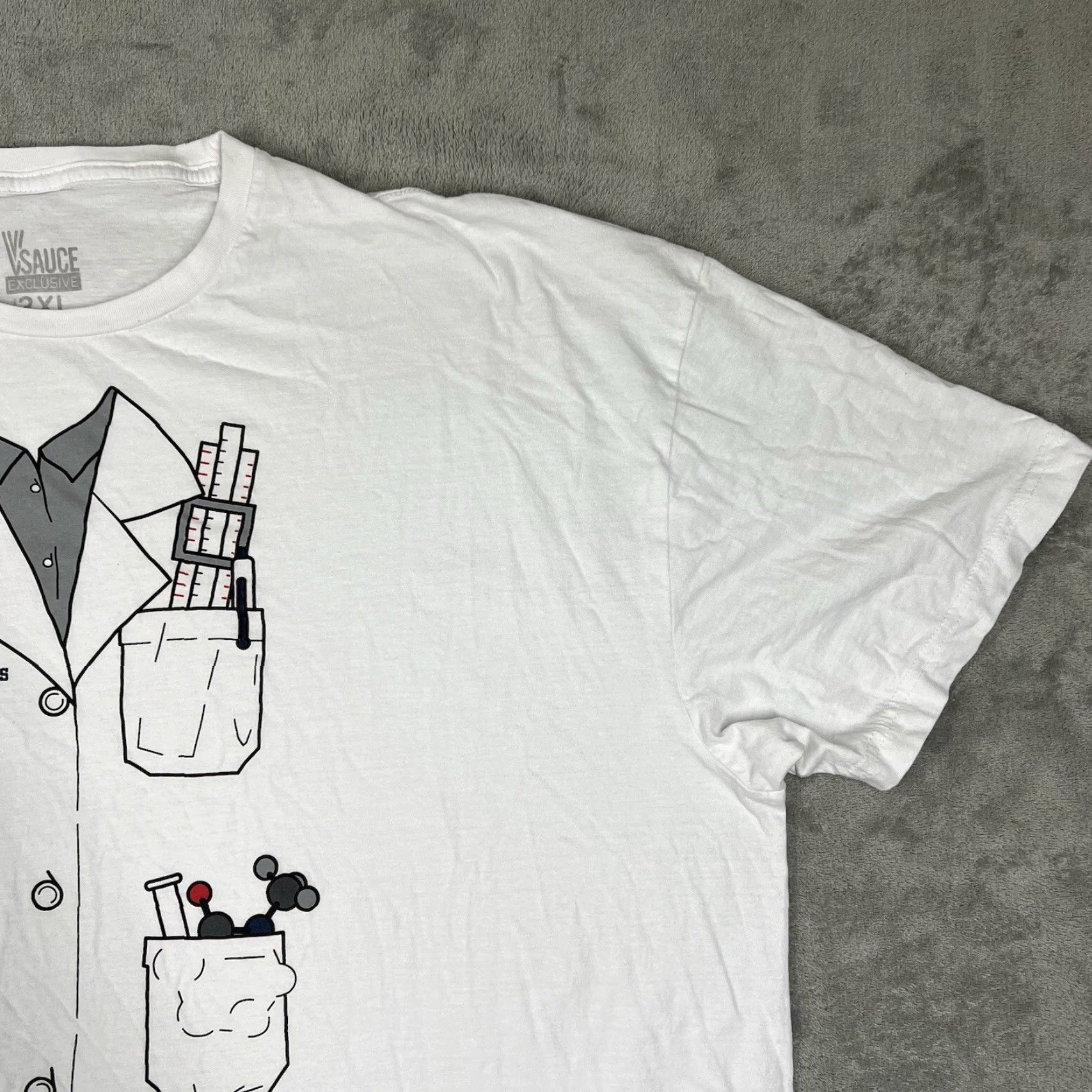 Vintage VSauce Mens T-Shirt 3XL White Cotton Graphic Print Coat Scientist Logo Crew Neck Short Sleeve Shirt Regular Fit Size US XXL / EU 58 / 5 - 4 Thumbnail