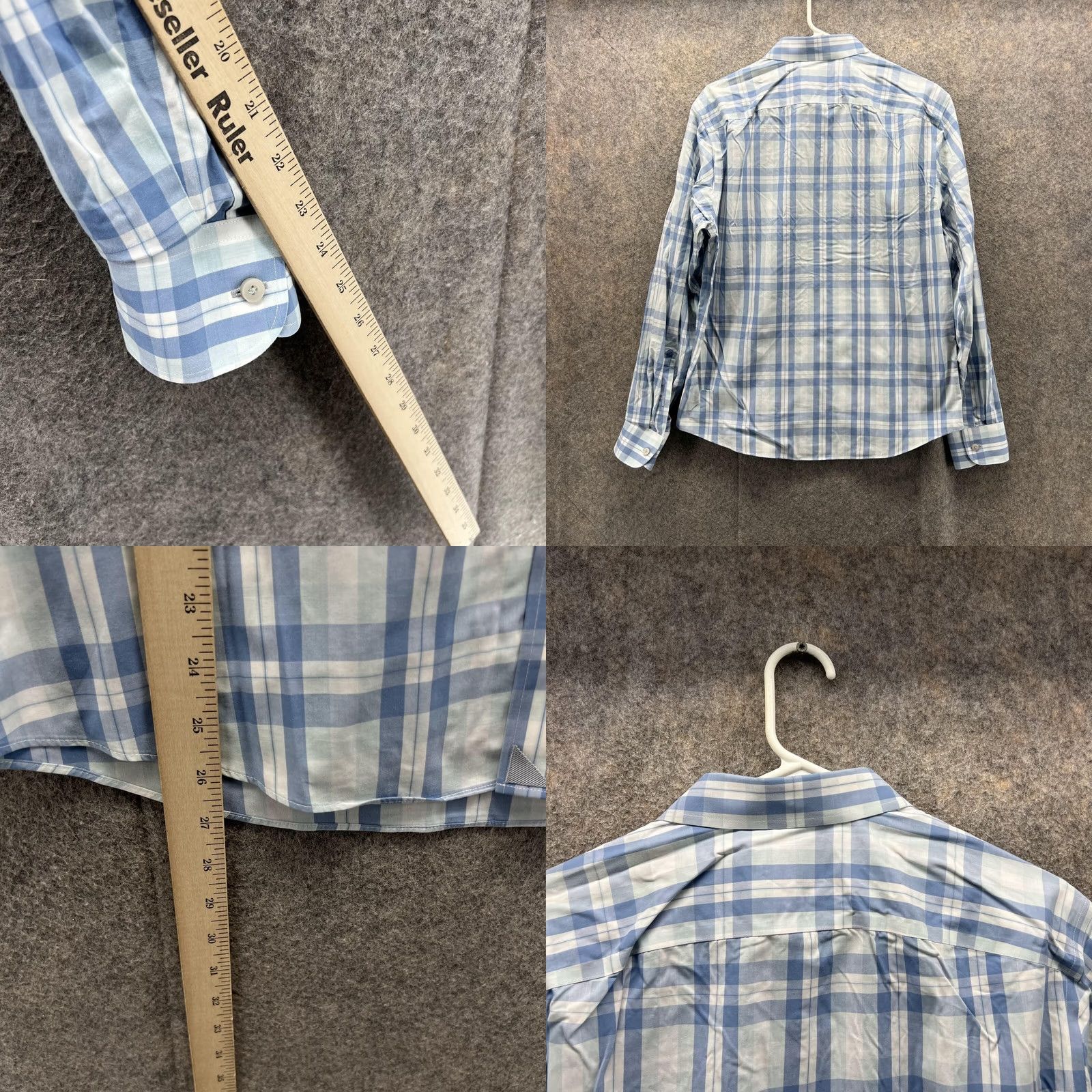 UNTUCKit UNTUCKit Shirt Men M Medium Blue Check Plaid Button Down Cotton Regular Long Sleeve Wrinkle Free Vintage? No Size US M / EU 48-50 / 2 - 8 Thumbnail