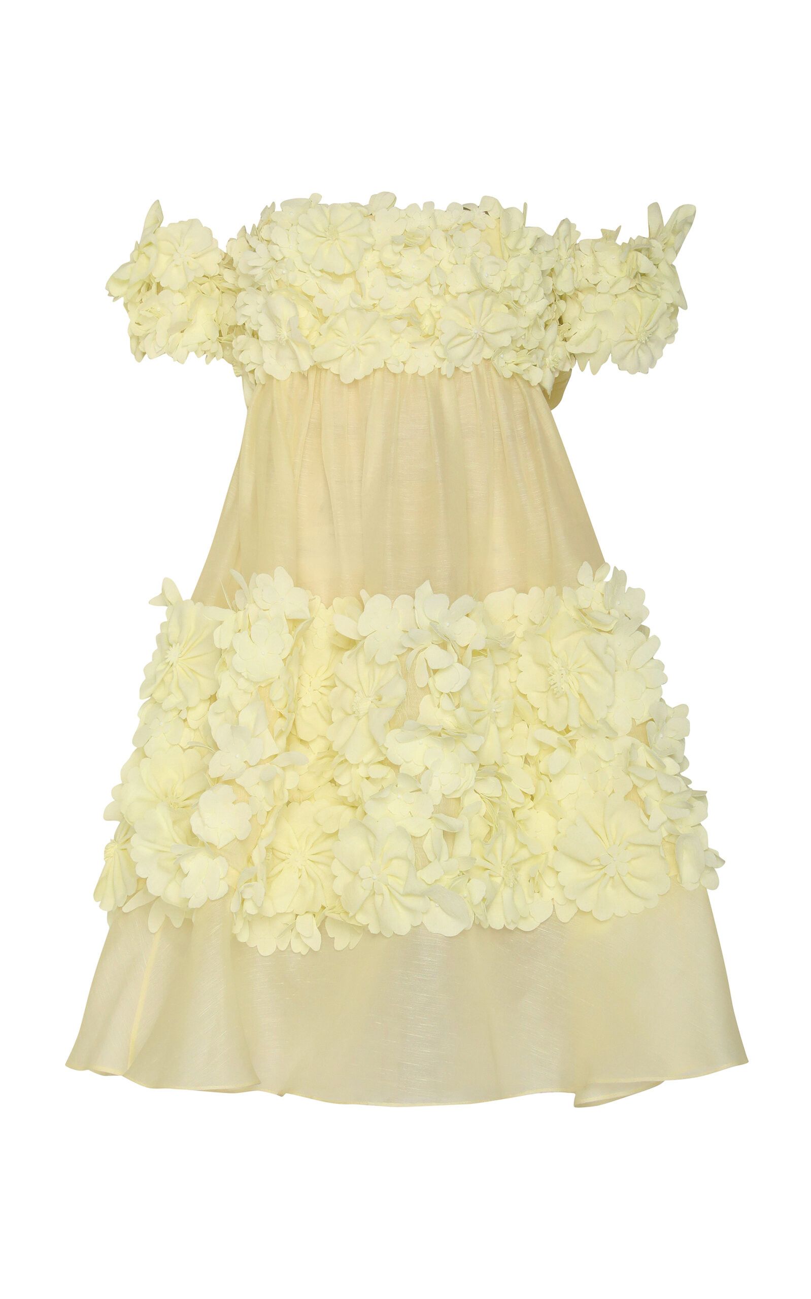Zimmermann oc11z0525 Harmony Applique Flower Mini Dress in Yellow Size XS / US 0-2 / IT 36-38 - 1 Thumbnail
