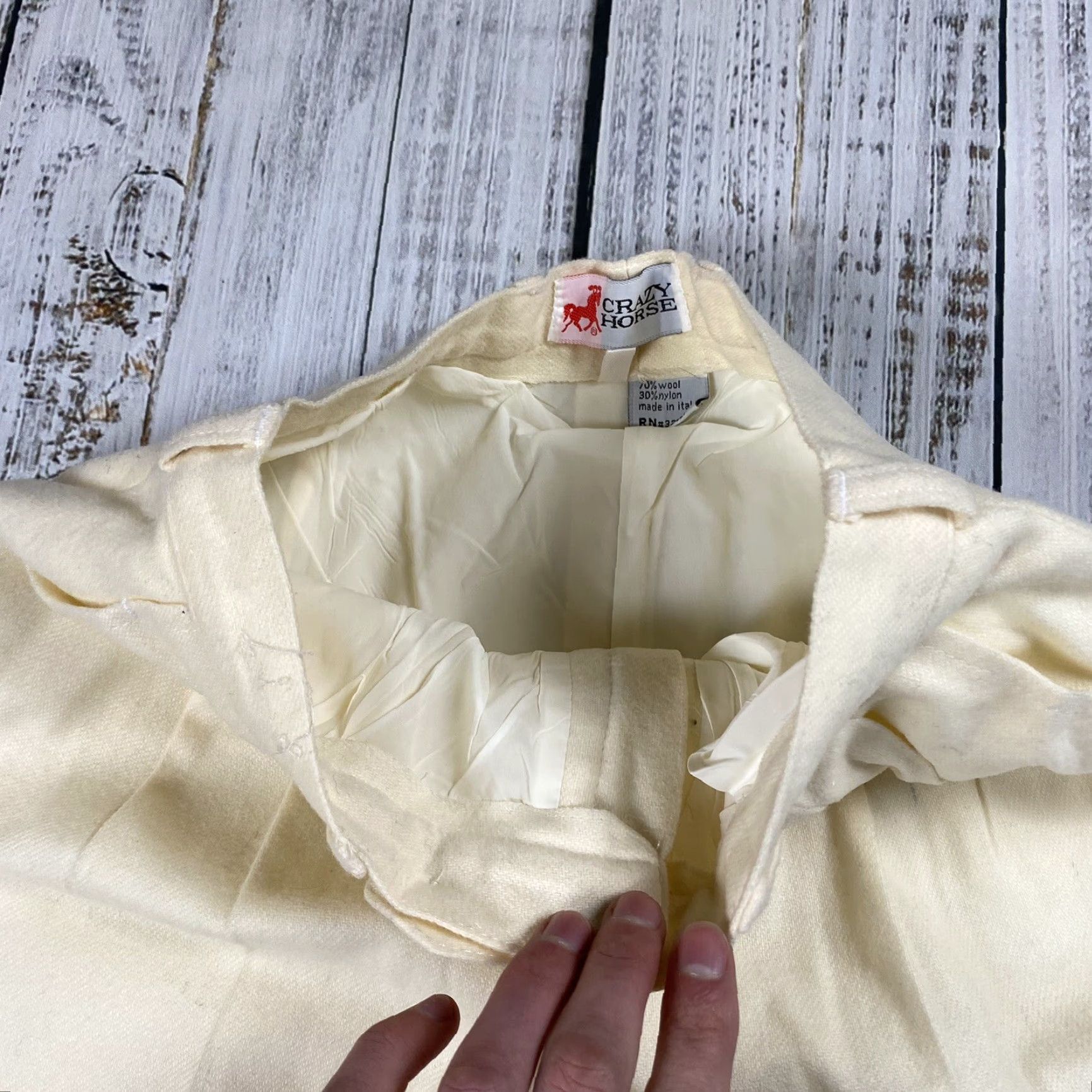Vintage VINTAGE Crazy Horse High Waisted Mom Jeans Pants Size 5/6 Ivory Wool 80s Womens Size 27" / US 4 / IT 40 - 5 Thumbnail