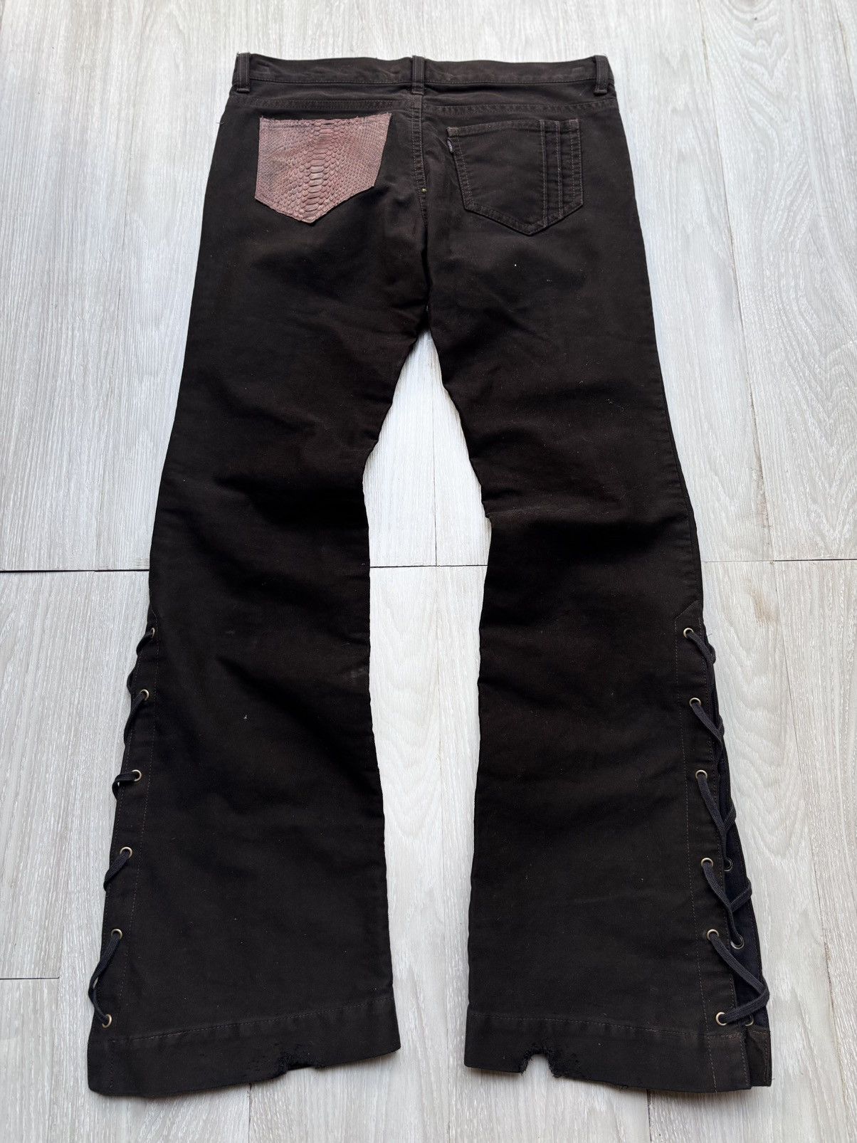 Japanese Brand BATSU lace up flare pants Size US 27 - 1 Thumbnail