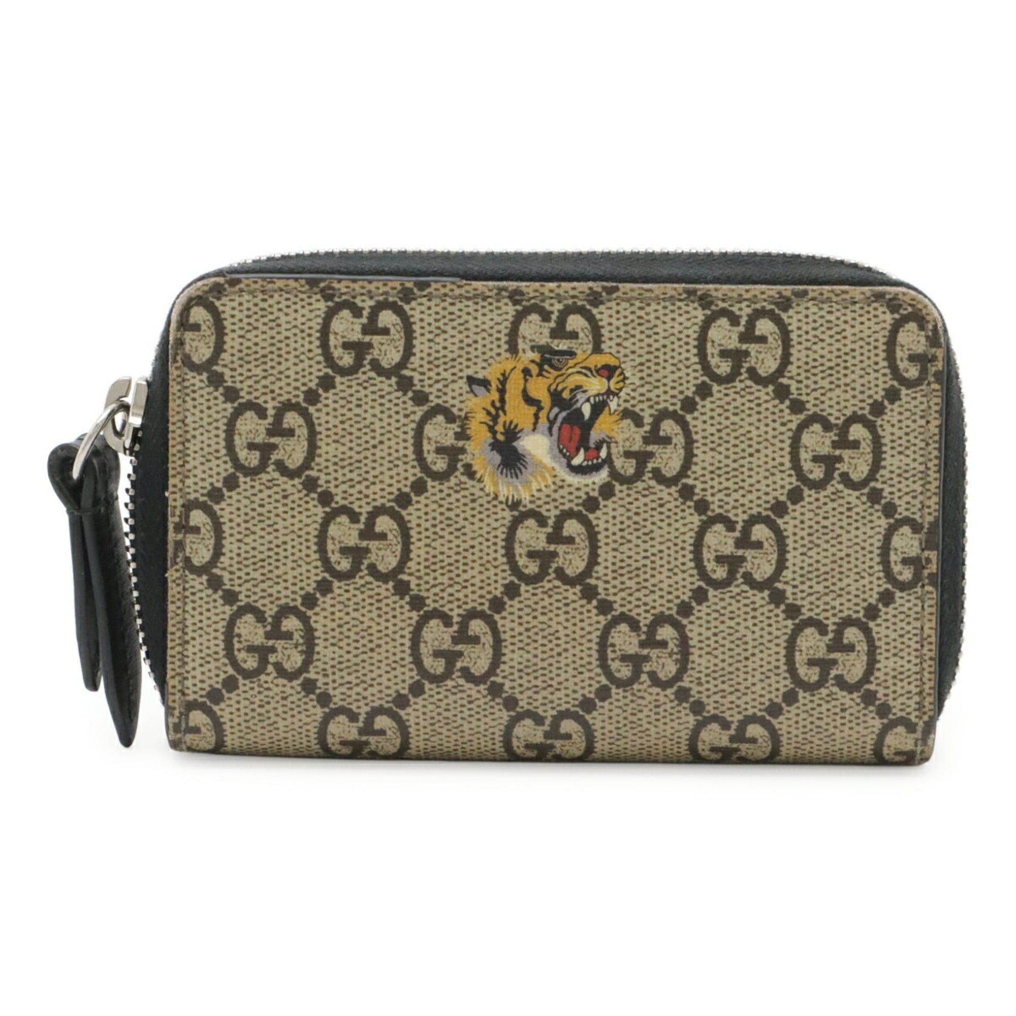 Gucci GUCCI Bestiary GG Supreme Round Wallet/Coin Purse, Tiger Print, Beige, 546354 Size ONE SIZE - 1 Thumbnail