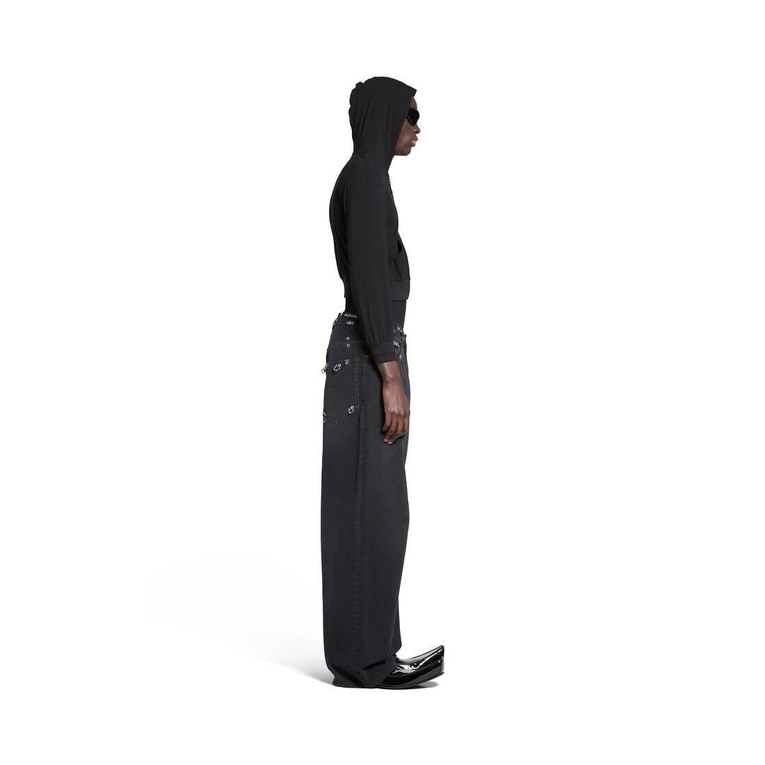 Balenciaga o1mt1gz0125 Unisex Pierced Baggy Pant in Black Size US 30 / EU 46 - 3 Thumbnail