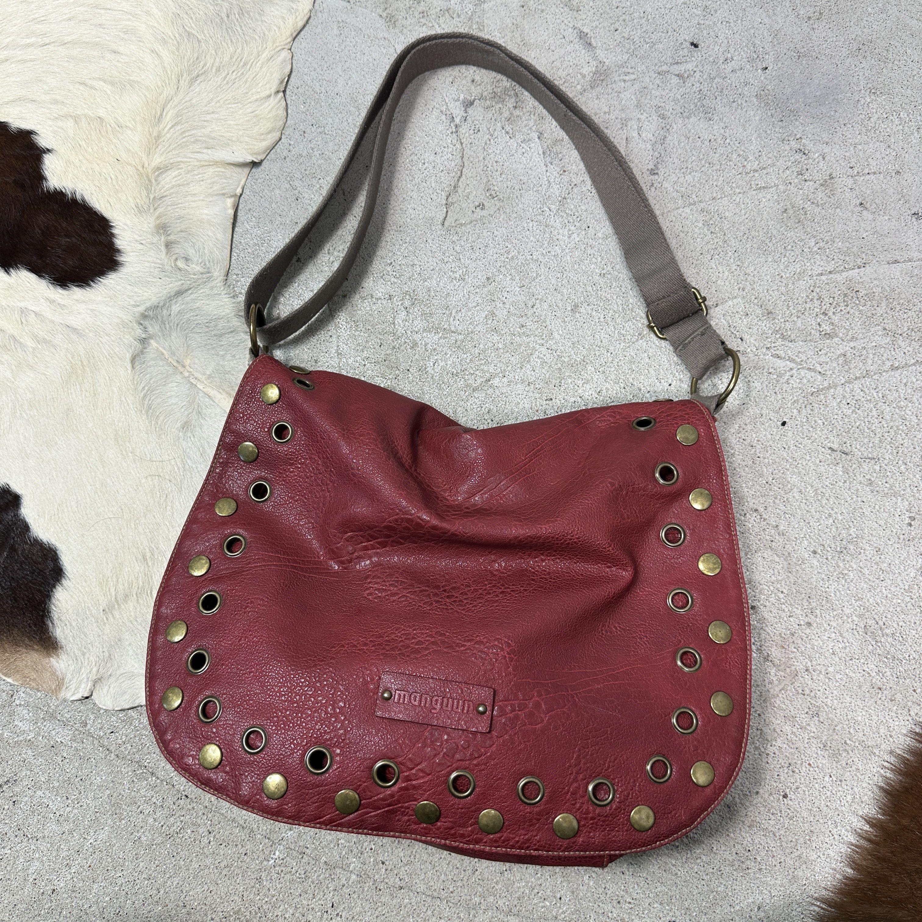 Vintage Vintage Leather Cherry Red Eyelets Bag Y2K Size ONE SIZE - 5 Thumbnail