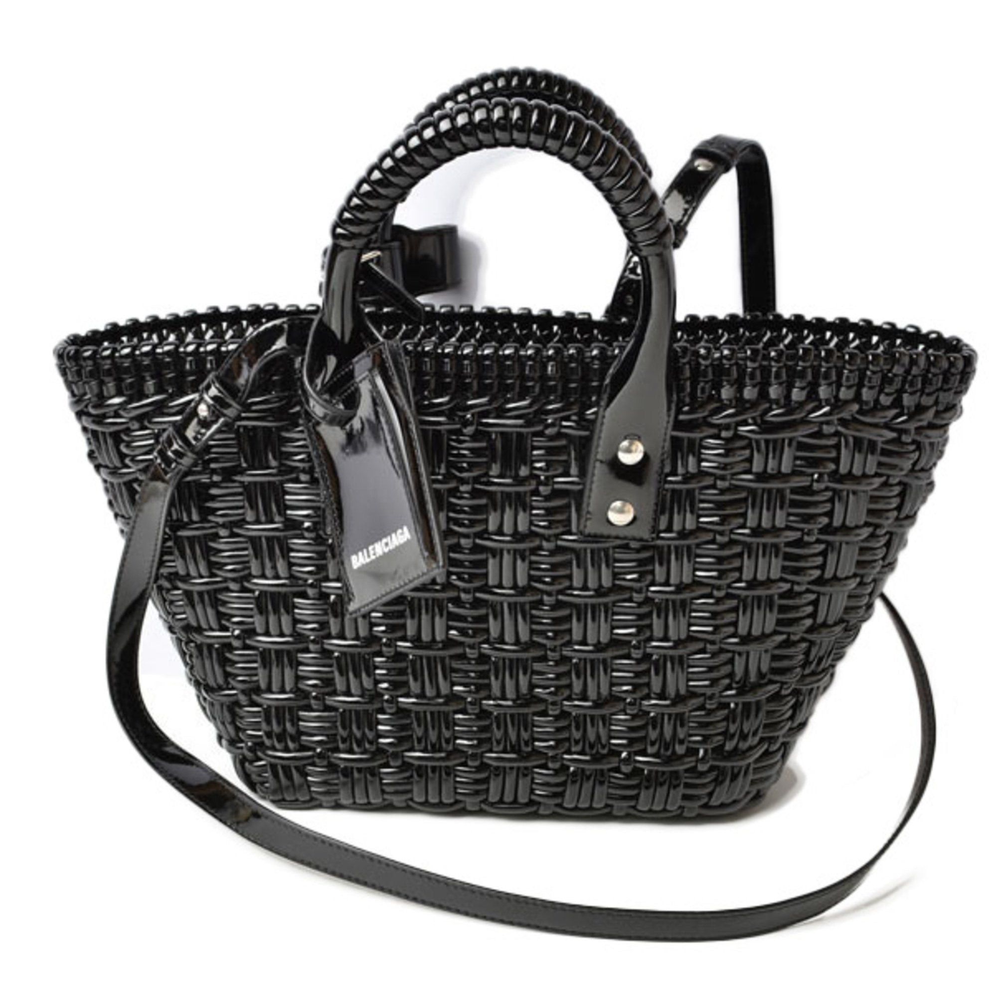 image of Balenciaga Handbag Shoulder Bag Basket Bistro Xs Enamel Black 671342, Women's