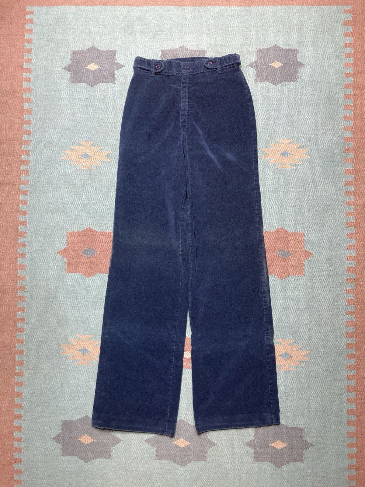 Vintage 70s bell bottom flare pants brush velour corduroy 9/10 25x32 Size 25" / US 0 / IT 36 - 1 Thumbnail