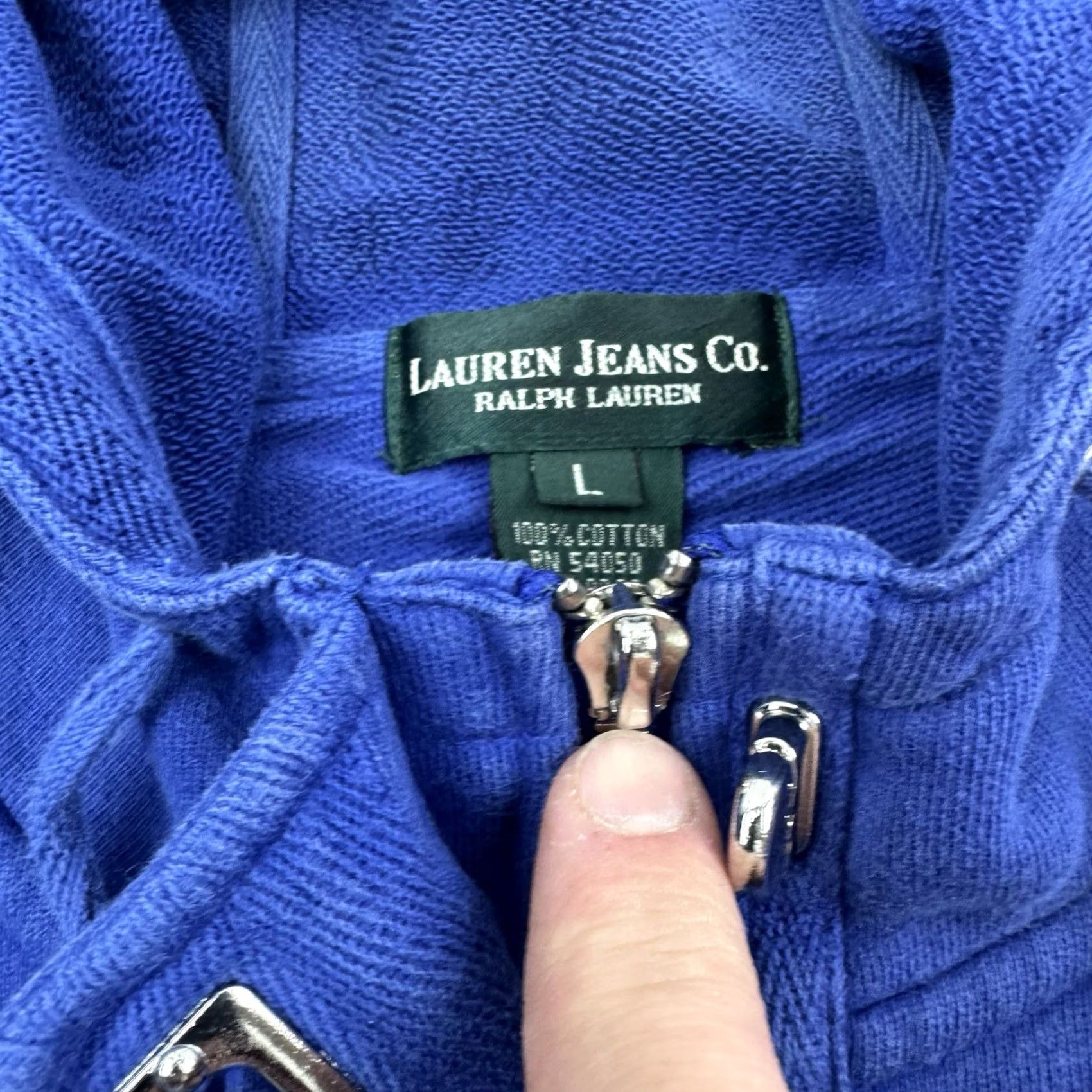 CO VINTAGE Lauren Jeans Co Hoodie Womens Large Full Zip Sweatshirt 90s Y2K Designer Jeans Co. Hoodie Women L Blue Solid 90s Designer Mens? Size L / US 10 / IT 46 - 7 Thumbnail
