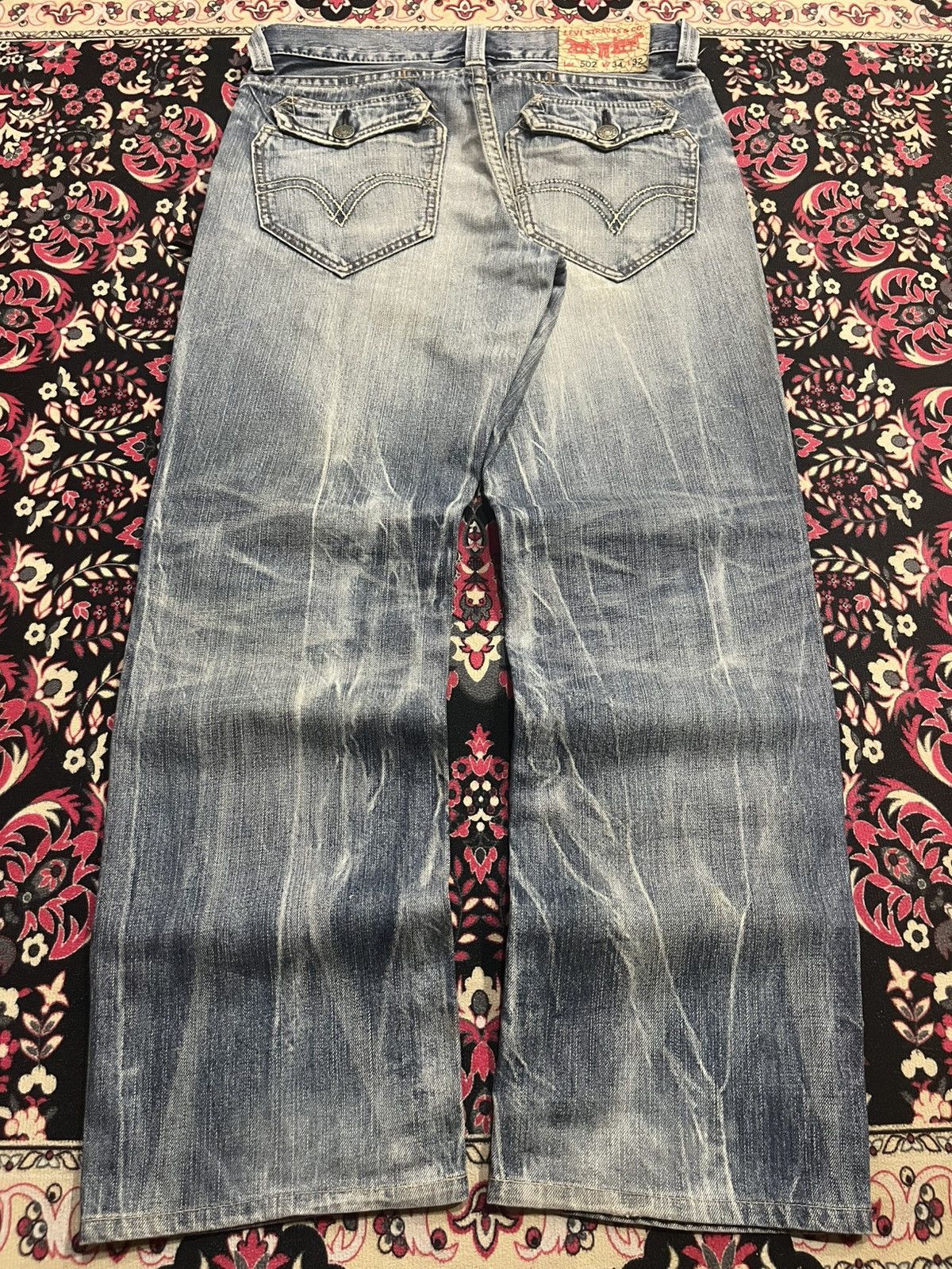 Levi's ⚡️Loose Fit⚡️Vintage Levi’s 502 Blue Faded Washed Smokey Jeans Size US 34 / EU 50 - 2 Thumbnail
